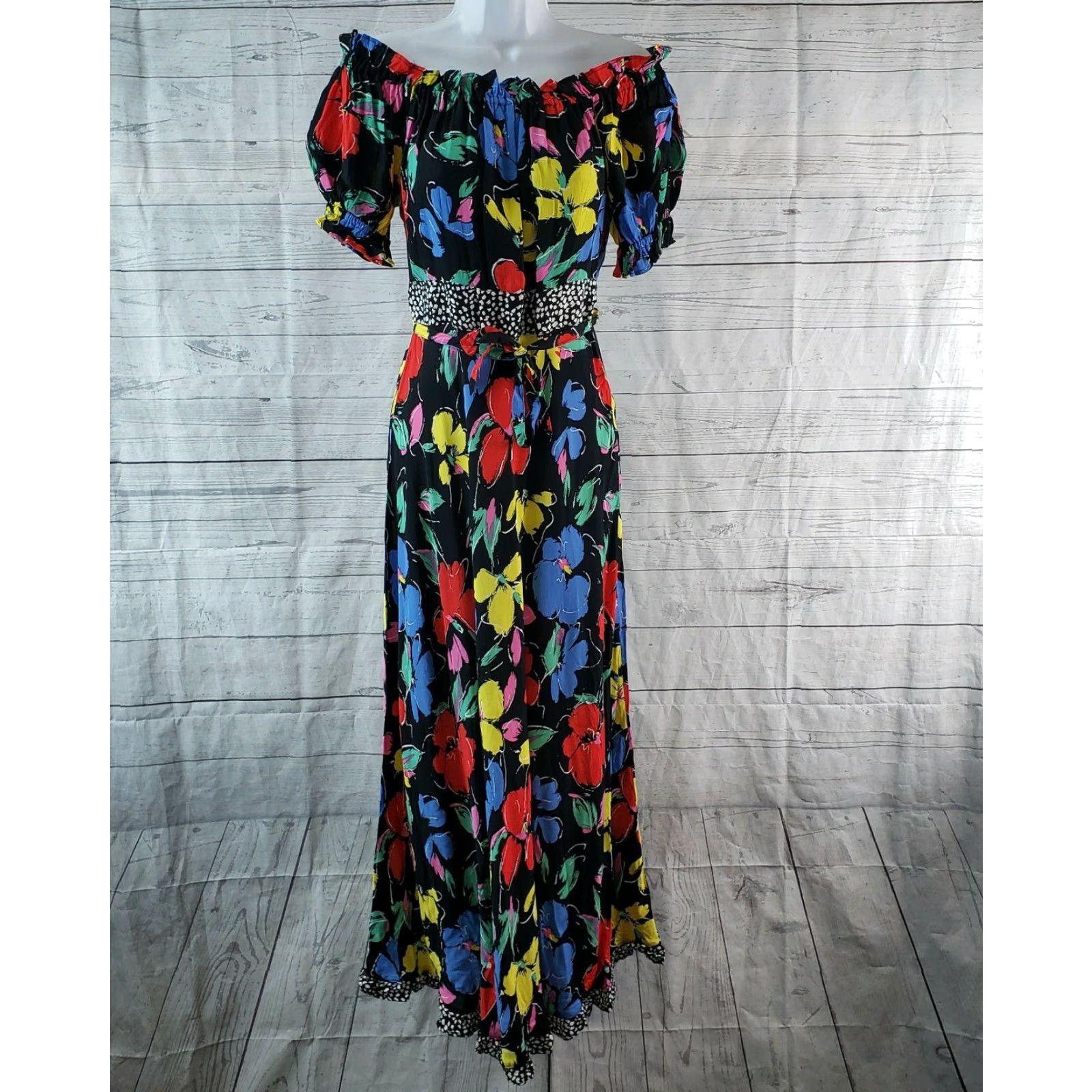 RIXO Rixo for Target Womens Off The Shoulder Maxi Dress Sz 2 Black Red Floral Size XS / US 0-2 / IT 36-38 - 2 Thumbnail