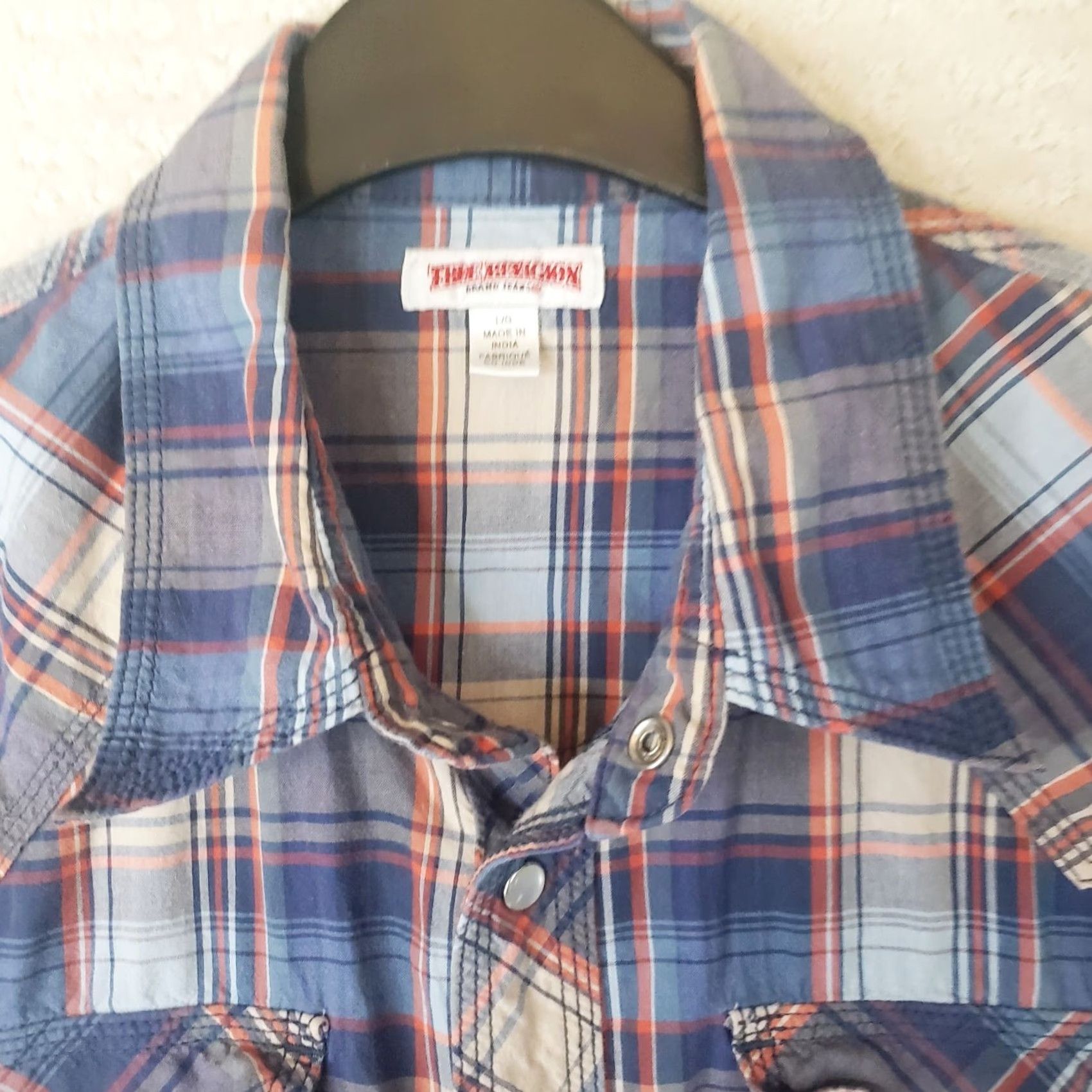 True Religion True Religion Shirt Men L Blue Plaid Pearl Snap Western Long Sleeve Cotton Twill Button-Up Casual Workwear Party/Cocktail Mens Size US L / EU 52-54 / 3 - 5 Thumbnail