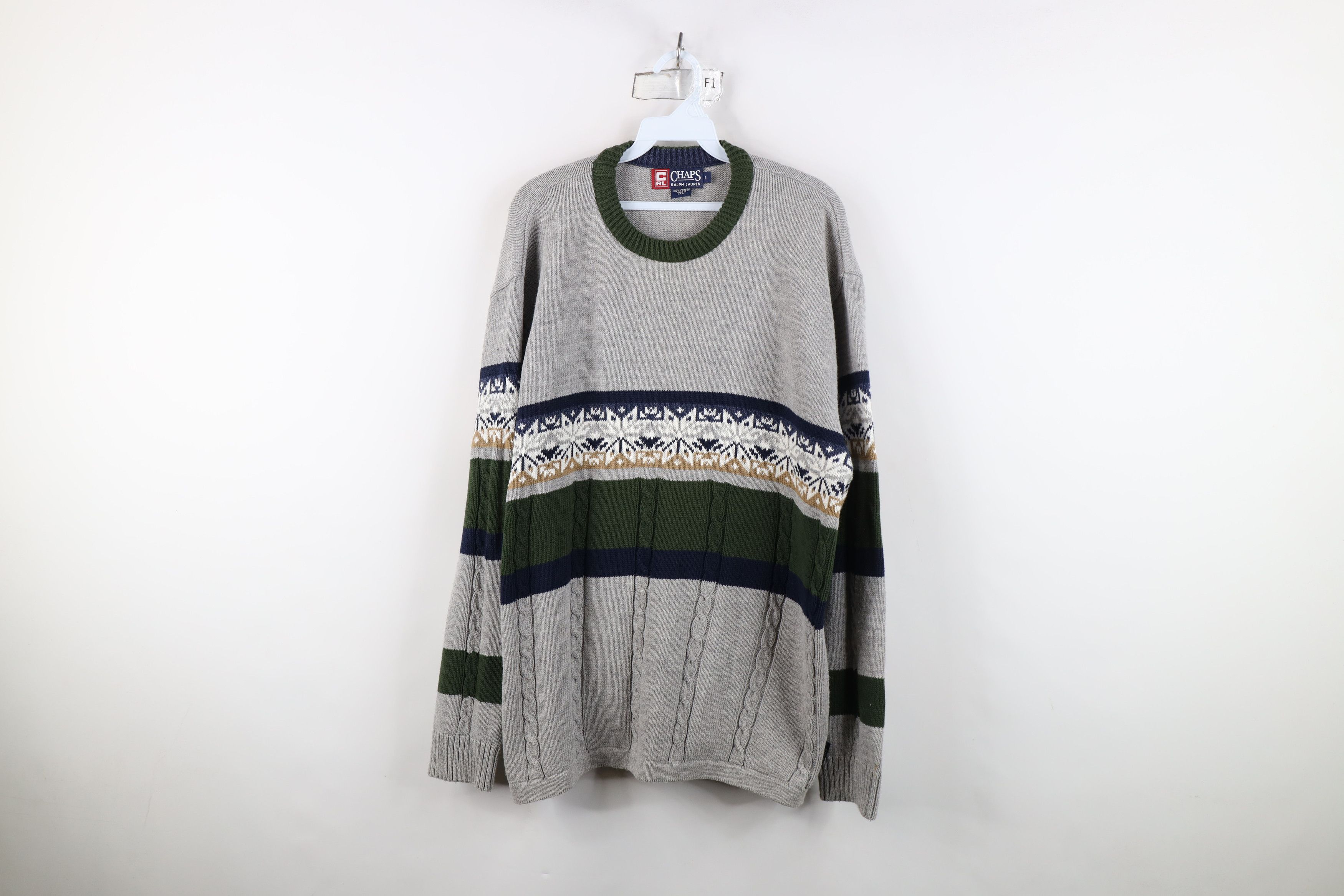 Ralph Lauren Vintage 90s Chaps Ralph Lauren Block Cable Knit Sweater Size US L / EU 52-54 / 3 - 1 Thumbnail