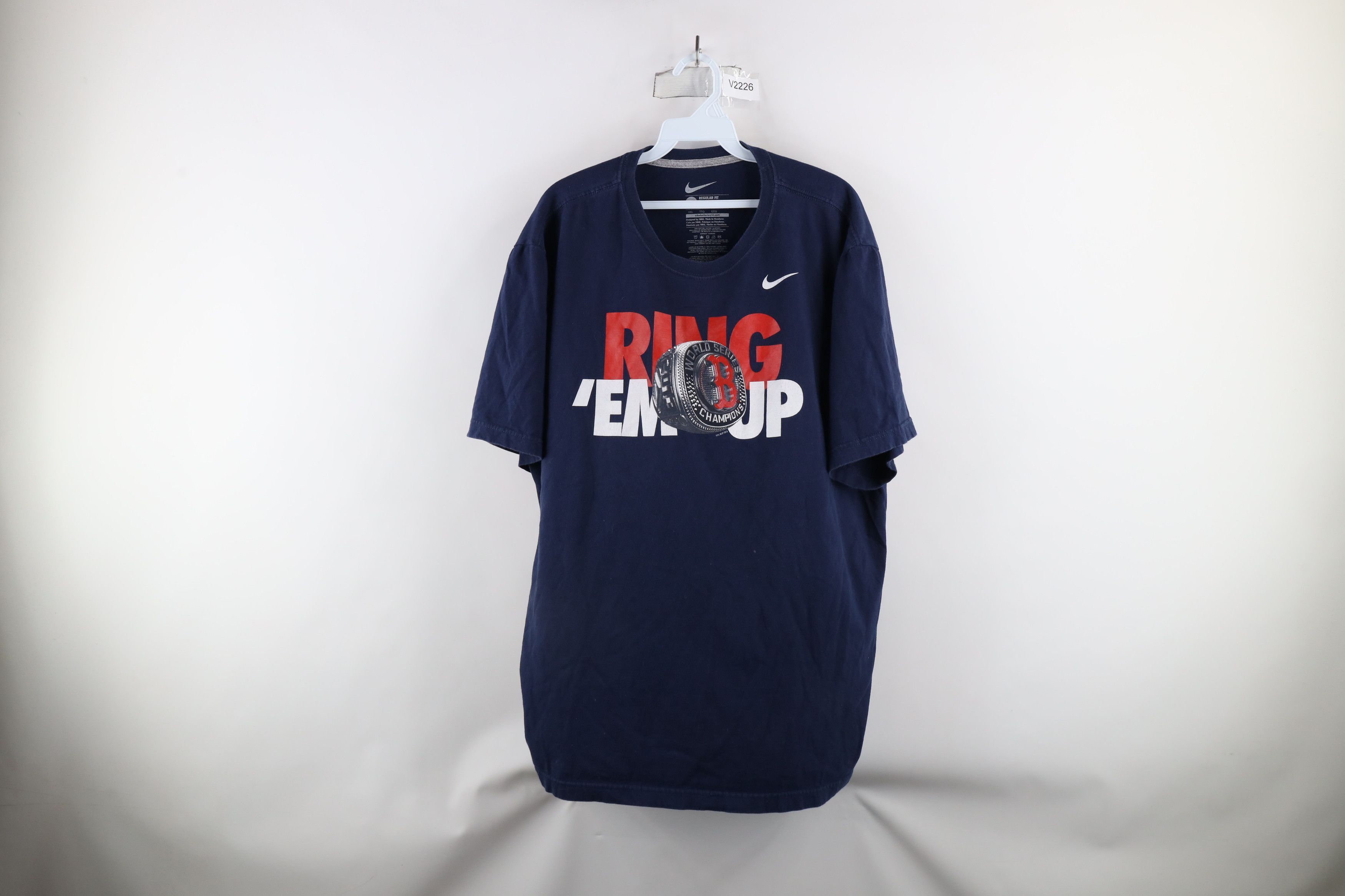 Nike × Vintage Vintage Y2K 2013 Nike Boston Red Sox Ring T-Shirt Blue Size US XXL / EU 58 / 5 - 1 Thumbnail