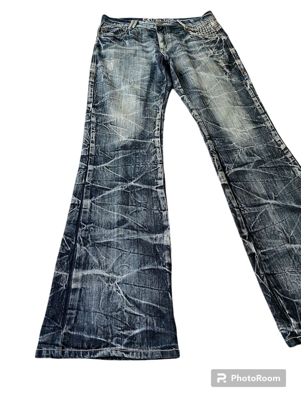 If Six Was Nine × Japanese Brand × Tornado Mart 2000s - Salty Dog Claws Mark Buckle Back Flare Denim Size US 32 / EU 48 - 1 Thumbnail