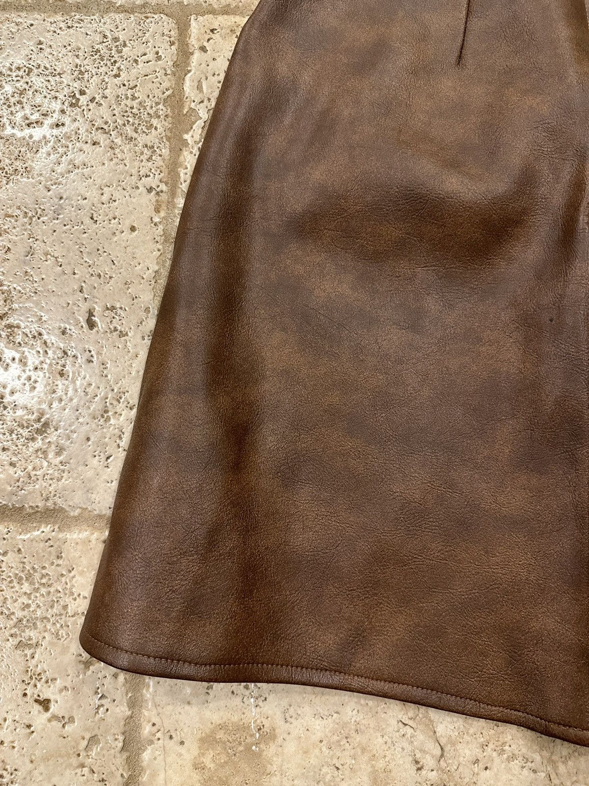 Leather Vintage Union Made Brown Leather Skirt & Vest Size M / US 6-8 / IT 42-44 - 16 Thumbnail