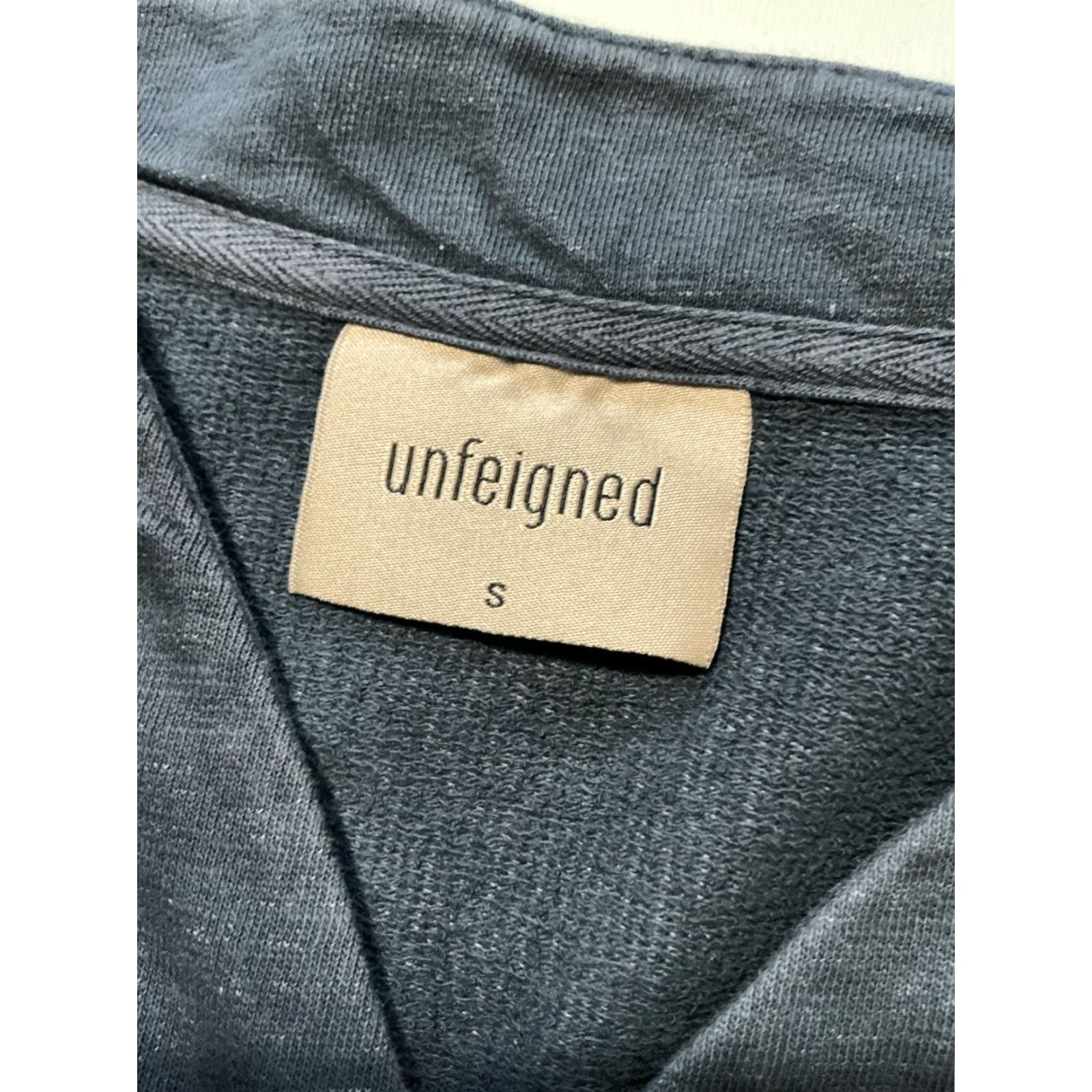 Vintage VINTAGE Unfeigned Gear Organic Cotton Terry Fleece Washed Navy Blue Cardigan Sweater SM Size US S / EU 44-46 / 1 - 6 Thumbnail