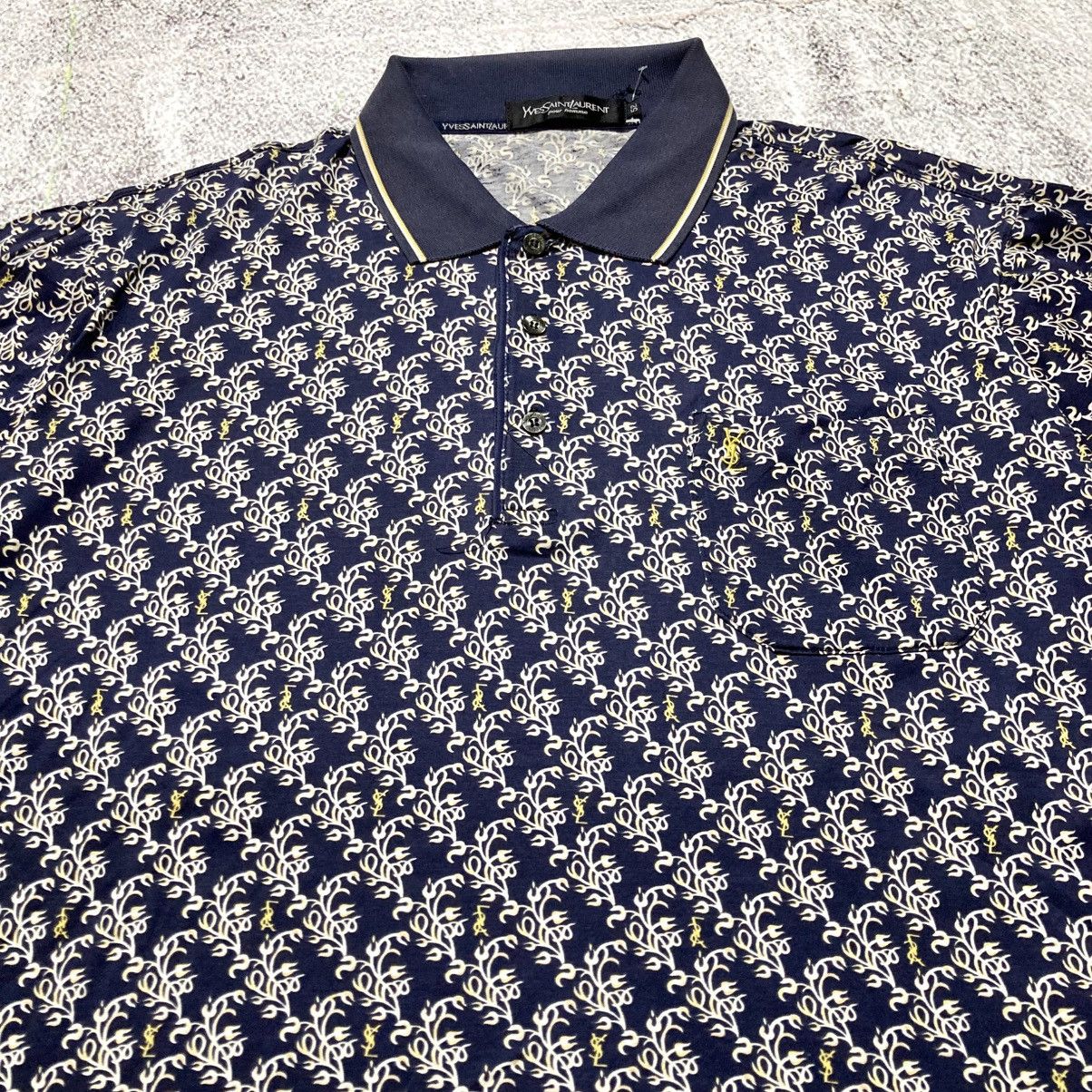 Yves Saint Laurent 1990s Yves Saint Laurent Pour Homme Monogram Polo Shirt Size US XL / EU 56 / 4 - 4 Thumbnail