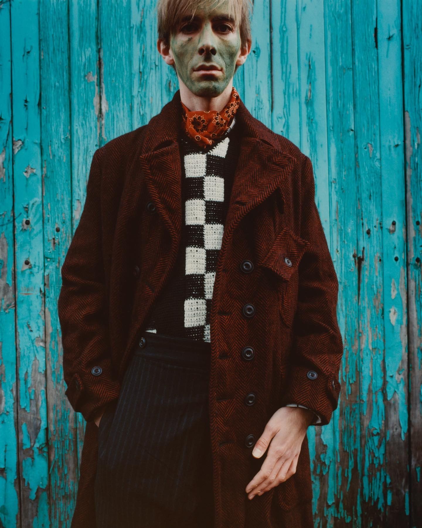 John Alexander Skelton JAS CX hand dyed Irish woolen heringbone great coat. Size US S / EU 44-46 / 1 - 9 Thumbnail