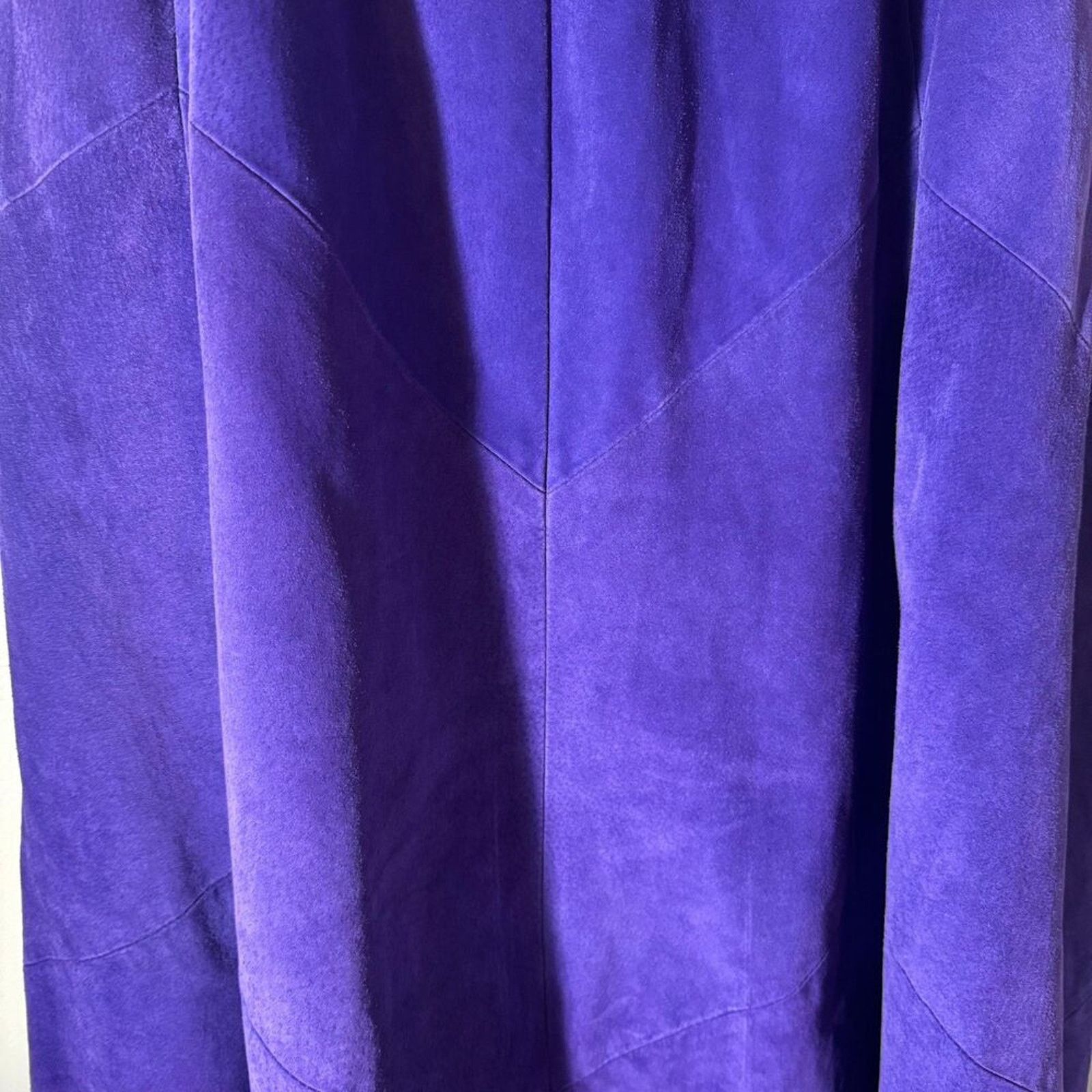 Other Vintage 90s Etosha Purple Suede Leather Midi Skirt Size 31" - 2 Thumbnail