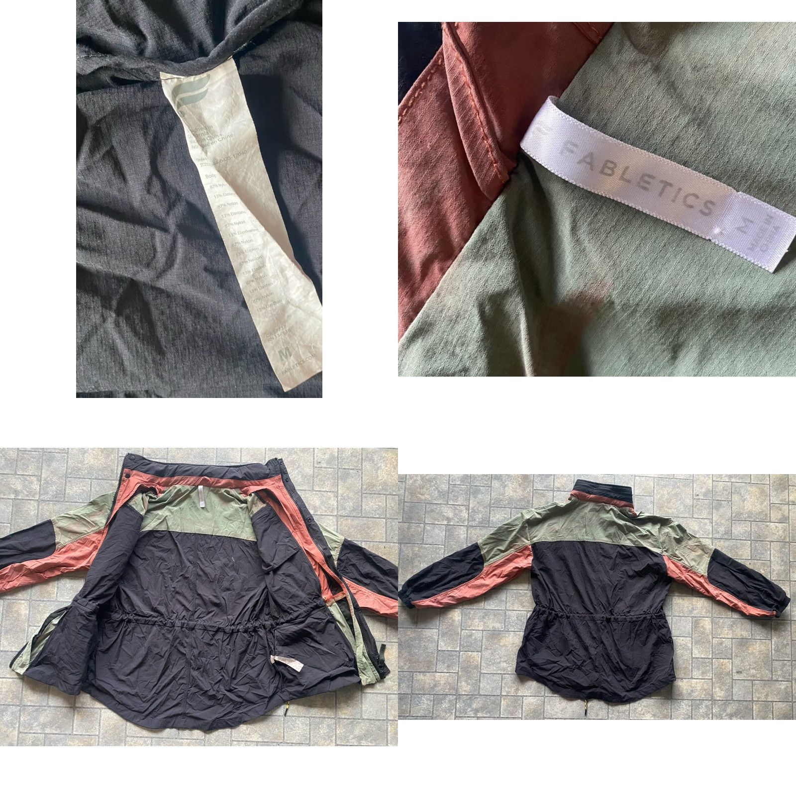Fabletics Fabletics WOMENS Jacket Cargo Windbreaker Multicolor Nylon Long Sleeve Zip Snap Hidden Hood Waist Cinch M Womens Size M / US 6-8 / IT 42-44 - 10 Thumbnail