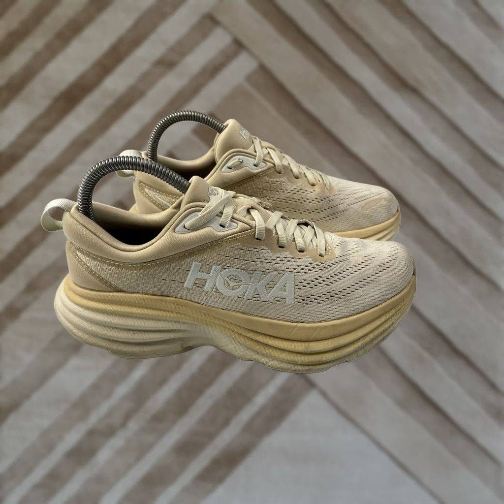 Vintage Hoka One One Bondi 8 Running Sneakers Shift Sand/eggnog Womens 7.5B Size US 8 / IT 38 - 1 Thumbnail