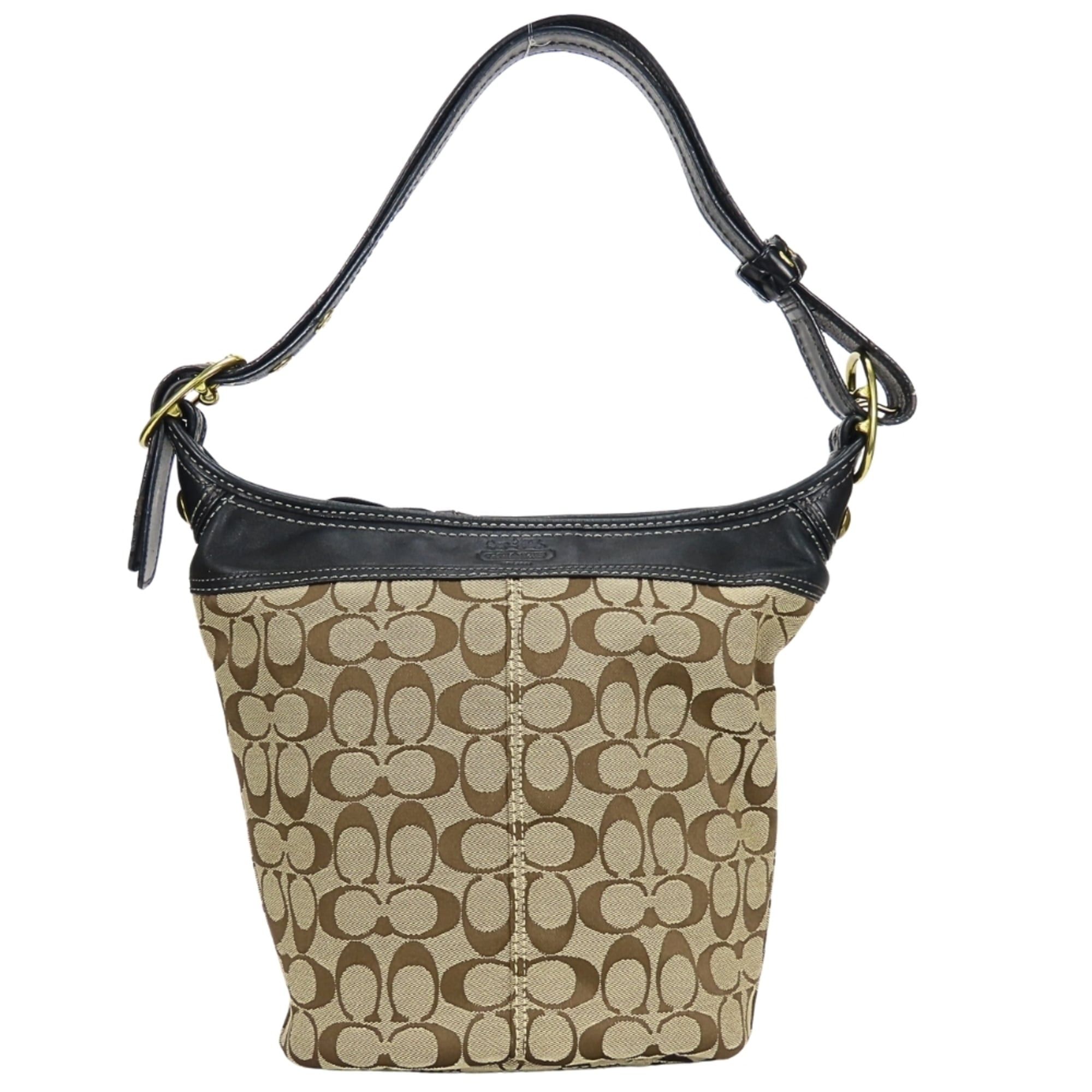 Coach Coach Shoulder Bag Signature F11437 Canvas Leather Beige Black Women's COACH Size ONE SIZE - 1 Thumbnail