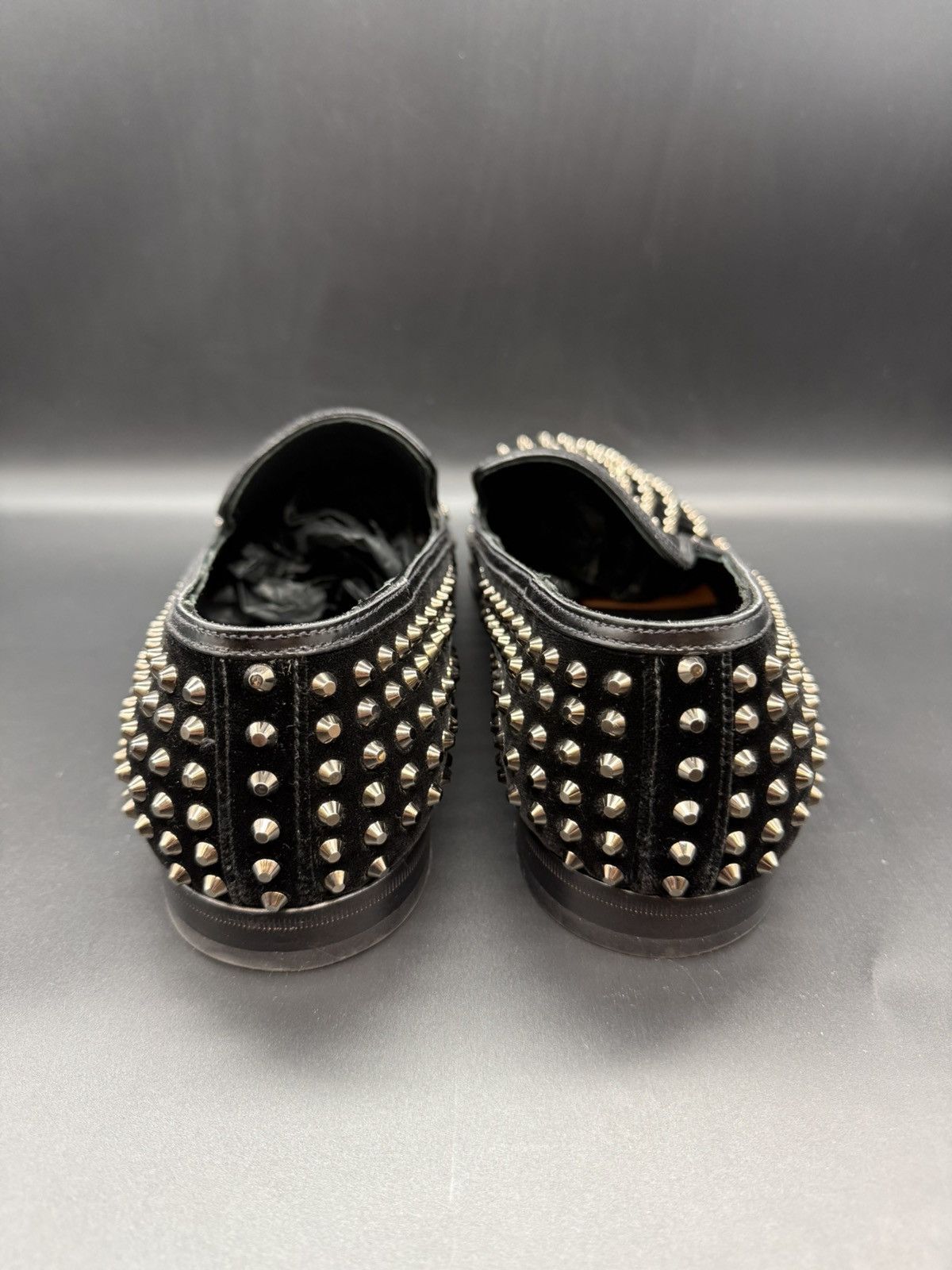 Prada PRADA Velluto Stud Smoking Loafer Black Velvet-Silver Studs Size US 11 / EU 44 - 4 Thumbnail