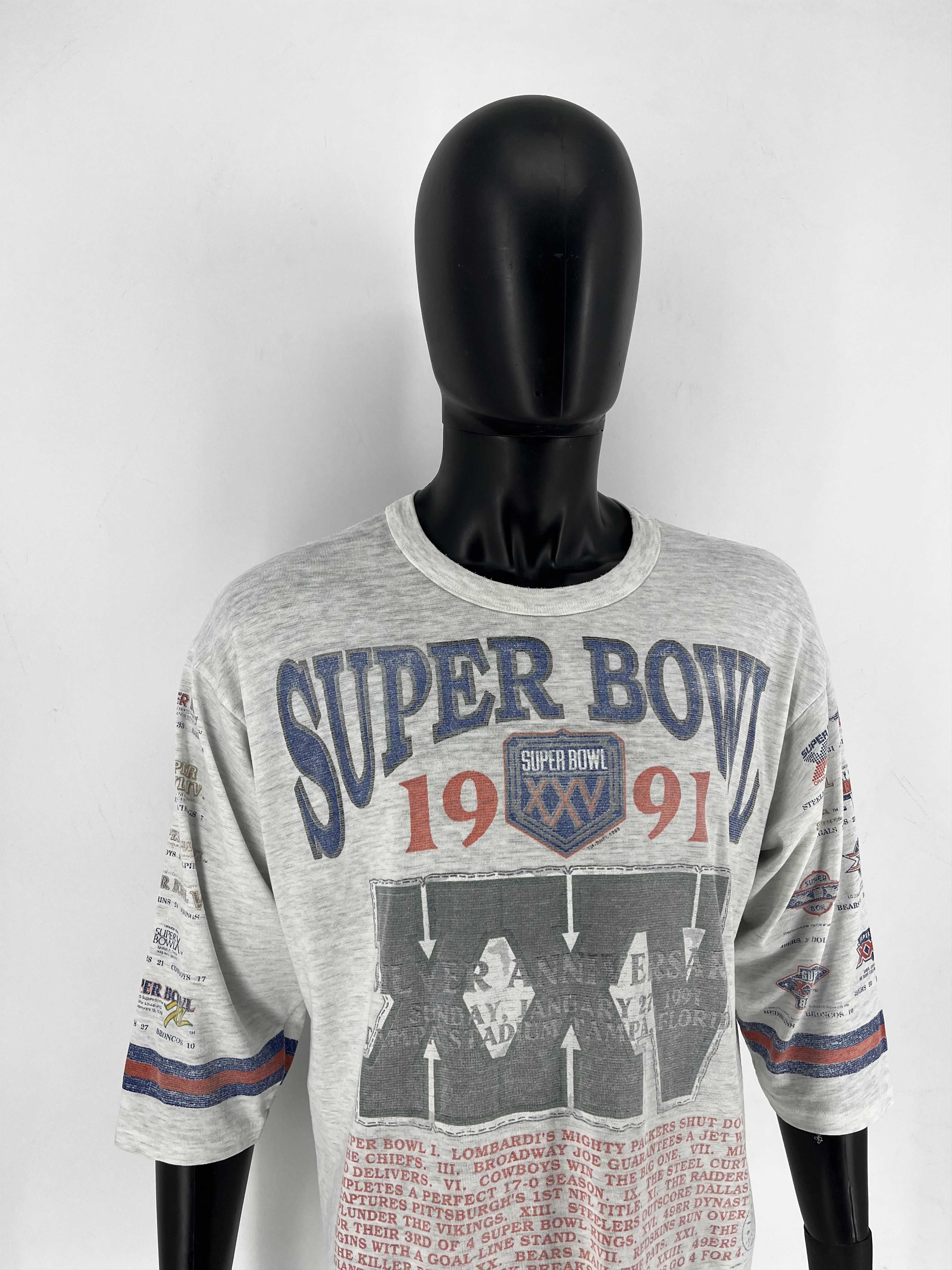 NFL Vintage 90s Super Bowl XXV 1991 Tee XL Long Gone USA 3/4 Size US XL / EU 56 / 4 - 4 Thumbnail