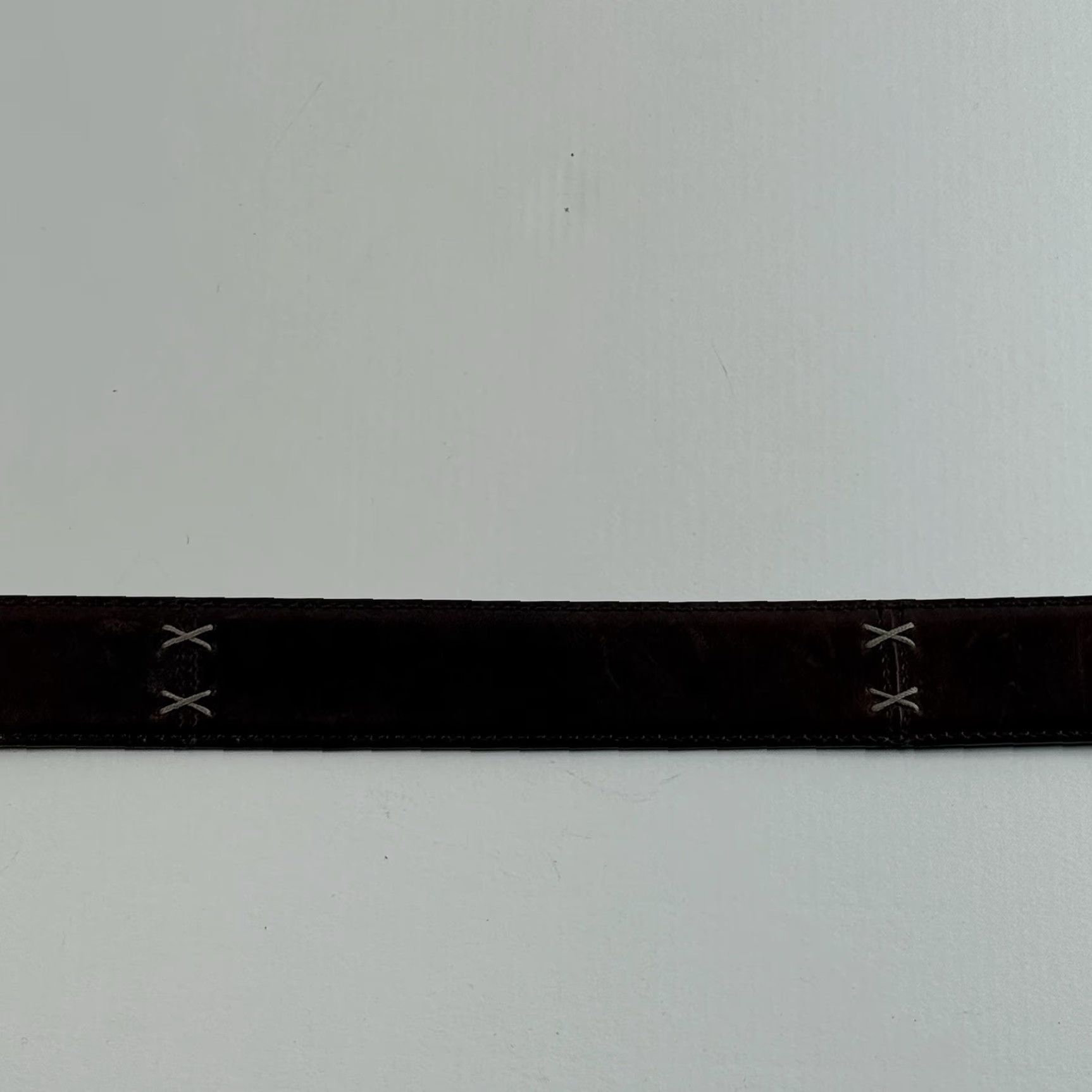 Neiman Marcus VINTAGE Neiman Marcus Leather Belt Saddle Brown Brass Topstitching Size 40 Italy Men Belt Brown 49in with buckle Size 40 - 3 Thumbnail