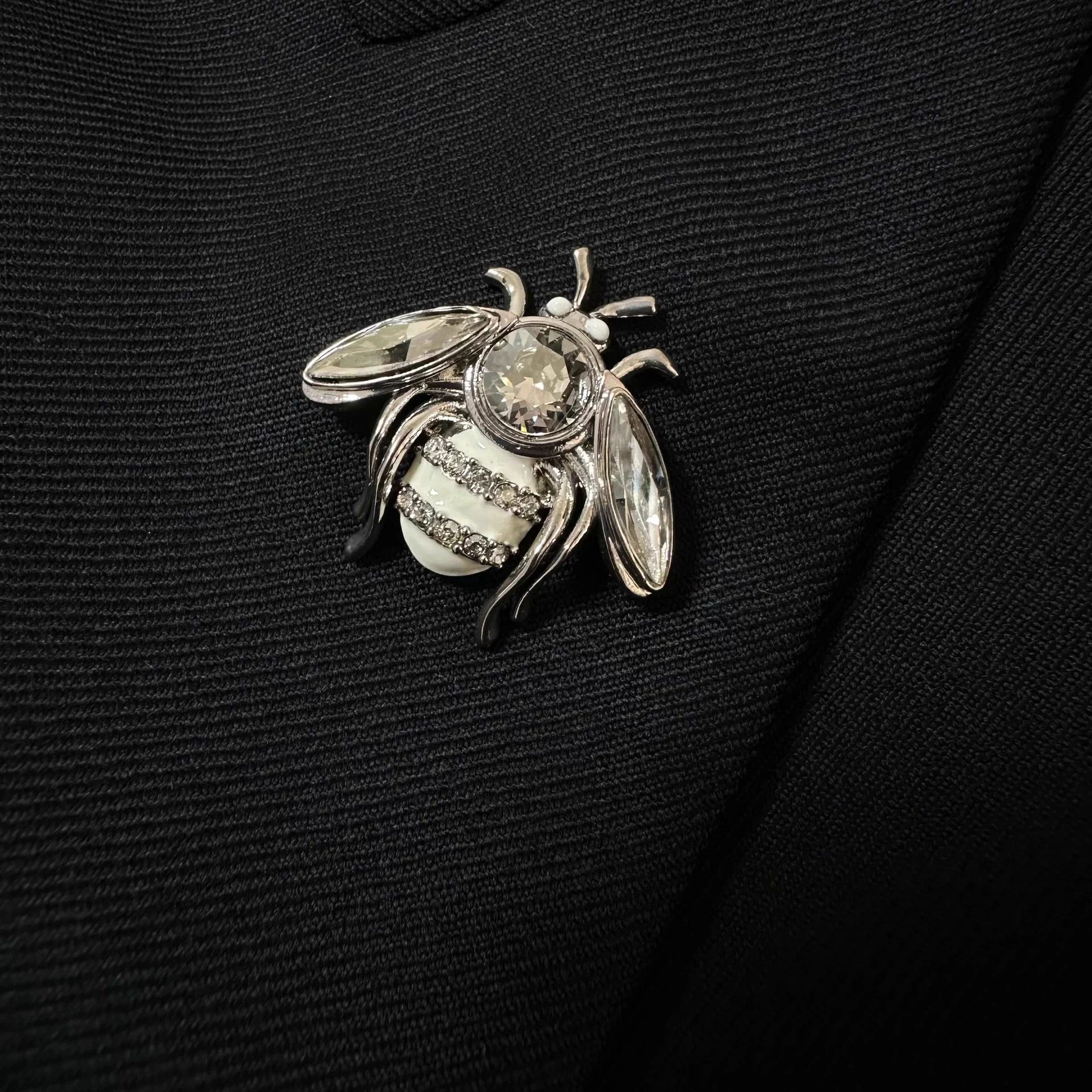 Dior Dior Black Rhinestone Bee Wool Tuxedo Jacket 48 Size 48L - 2 Thumbnail