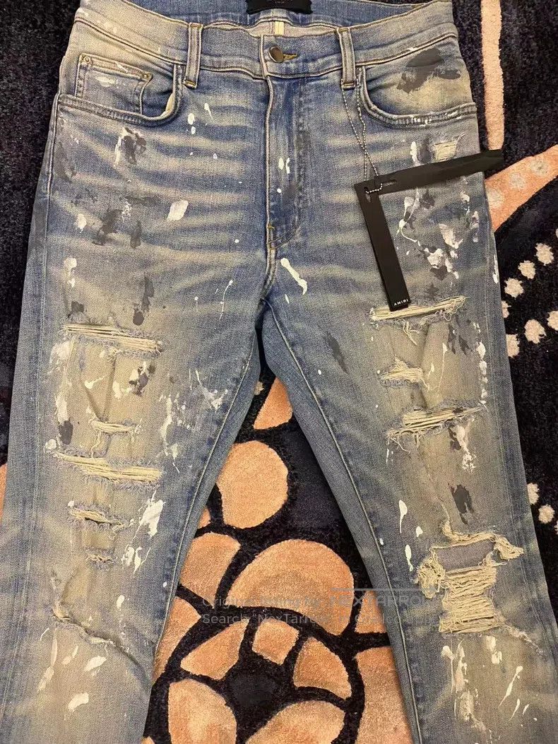 Amiri Amiri Classic Splattered Blue Diamond Bottom Jeans Size 32 Size US 32 / EU 48 - 3 Thumbnail