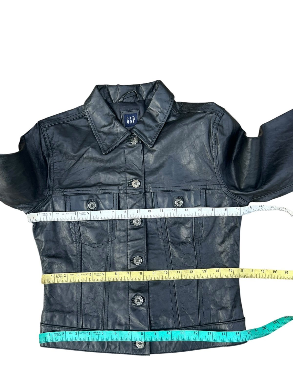 Gap Vintage Fall 2000 GAP Patina Black Leather Trucker Jacket Size S / US 4 / IT 40 - 2 Thumbnail