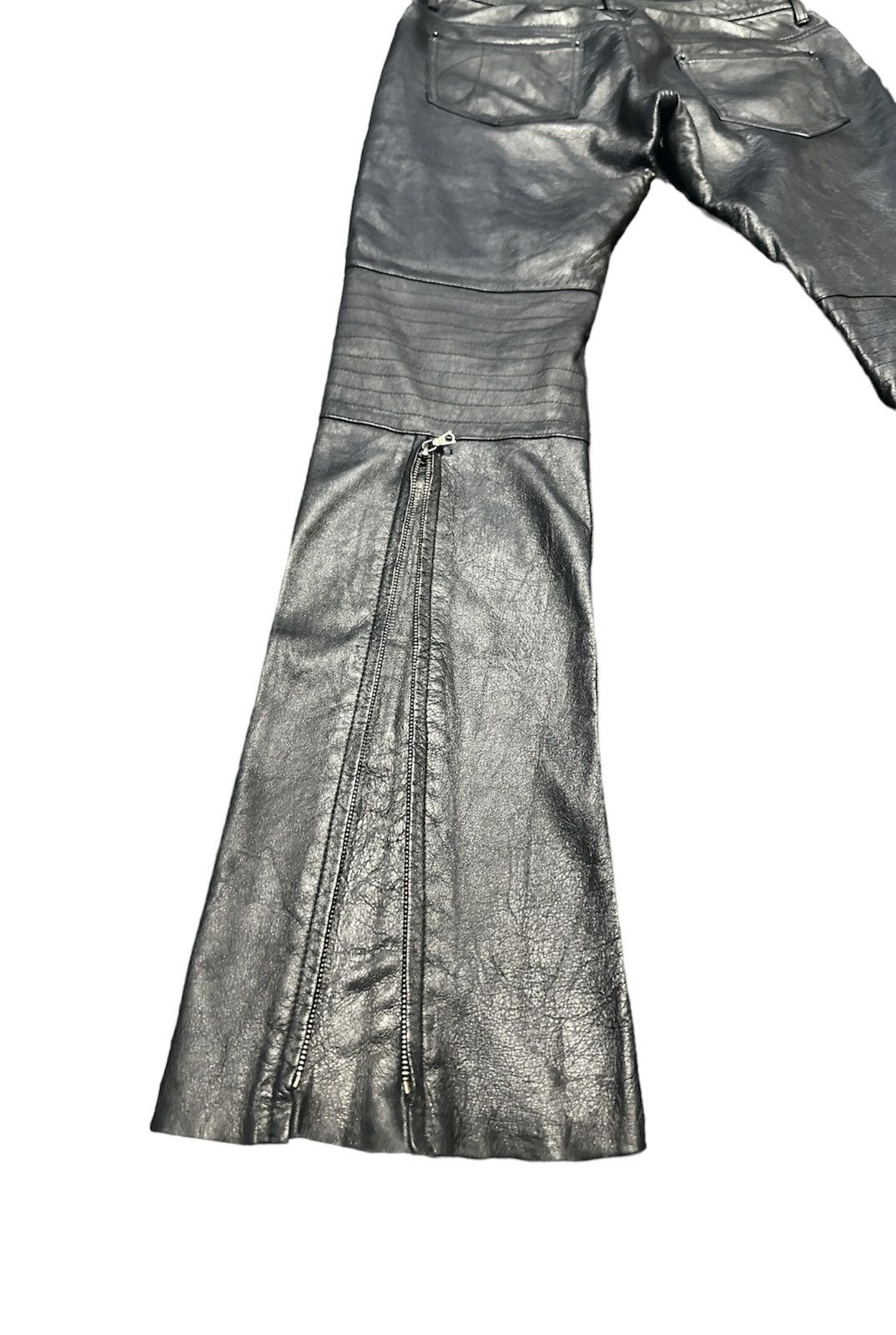 vintage NO ID genuine lamb leather biker pants