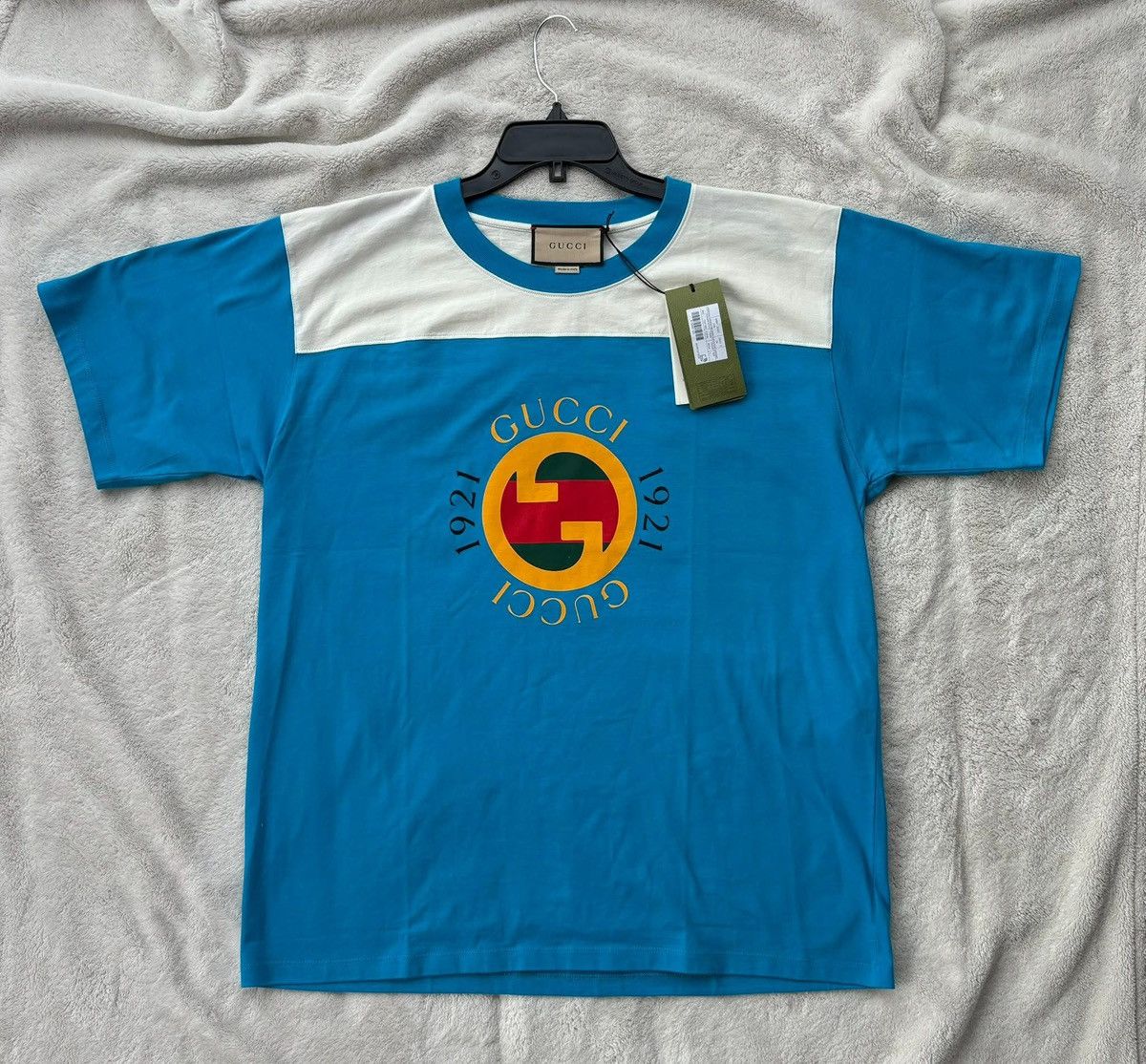 Gucci Gucci Blue Interlock 1921 Logo Tee Size US XL / EU 56 / 4 - 2 Thumbnail