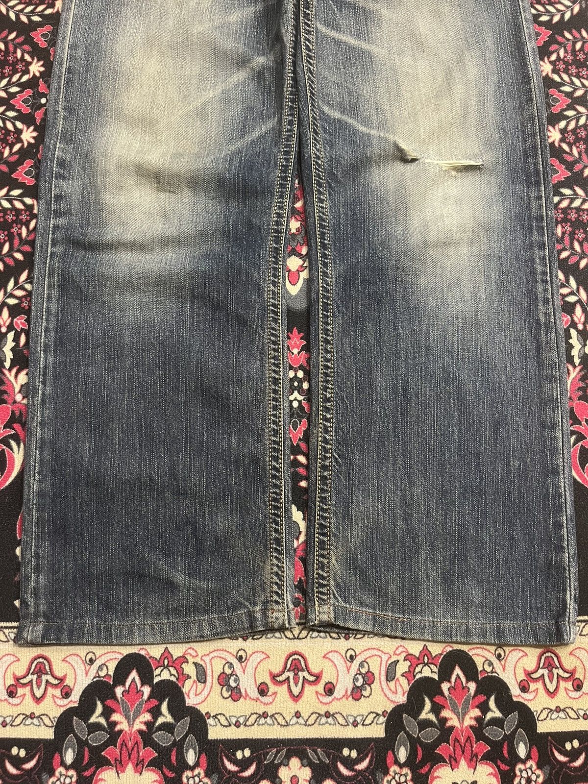 Edwin ⚡️Distressed⚡️Vintage Edwin XVS Blue Faded Washed Loose Jeans Size US 30 / EU 46 - 10 Thumbnail