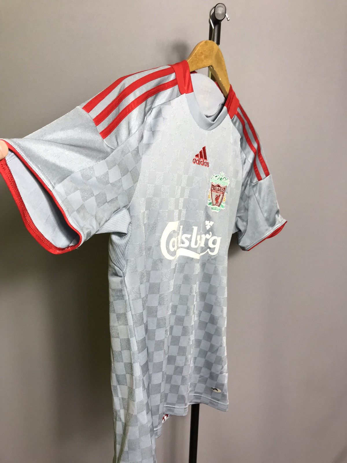 Vintage Shirt 2008 2009 Steven Gerrard Liverpool Away Jersey Gray #8 Size US S / EU 44-46 / 1 - 3 Thumbnail