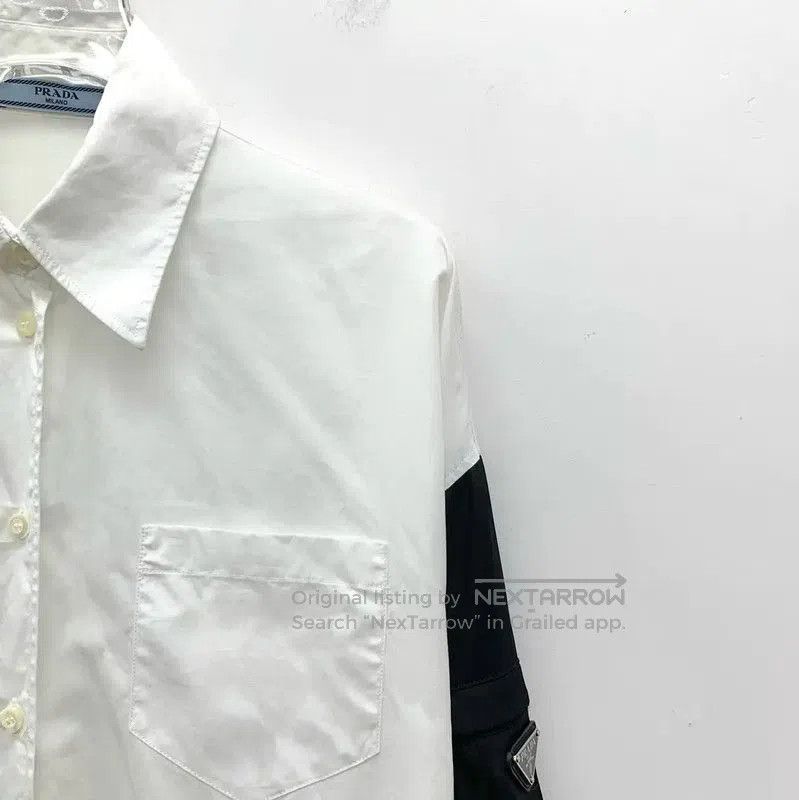 MR & MRS ITALY Prada Women's Cotton Shirt with Black Sleeves. Size M / US 6-8 / IT 42-44 - 2 Thumbnail