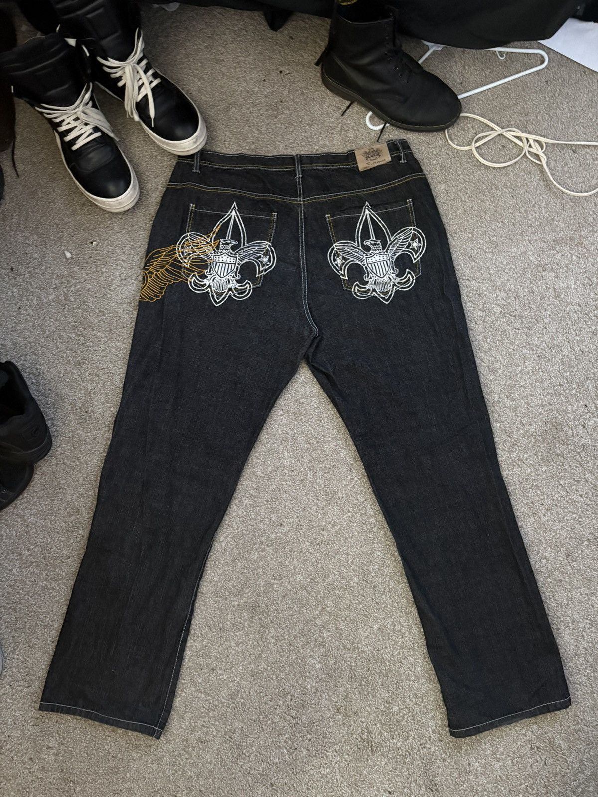 Other × Vintage UExtreme black and yellow embroidered jeans Size US 40 / EU 56 - 1 Thumbnail