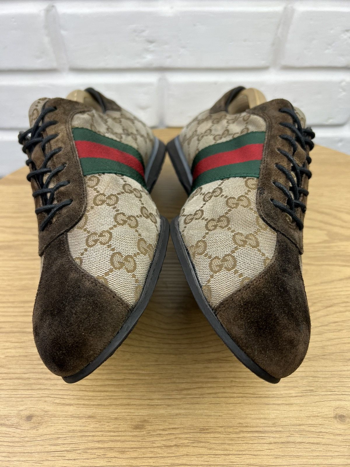 Gucci GUCCI Sneakers Low Top Shoes GG Monogram Web Stripe Beige Size US 9.5 / EU 42-43 - 5 Thumbnail