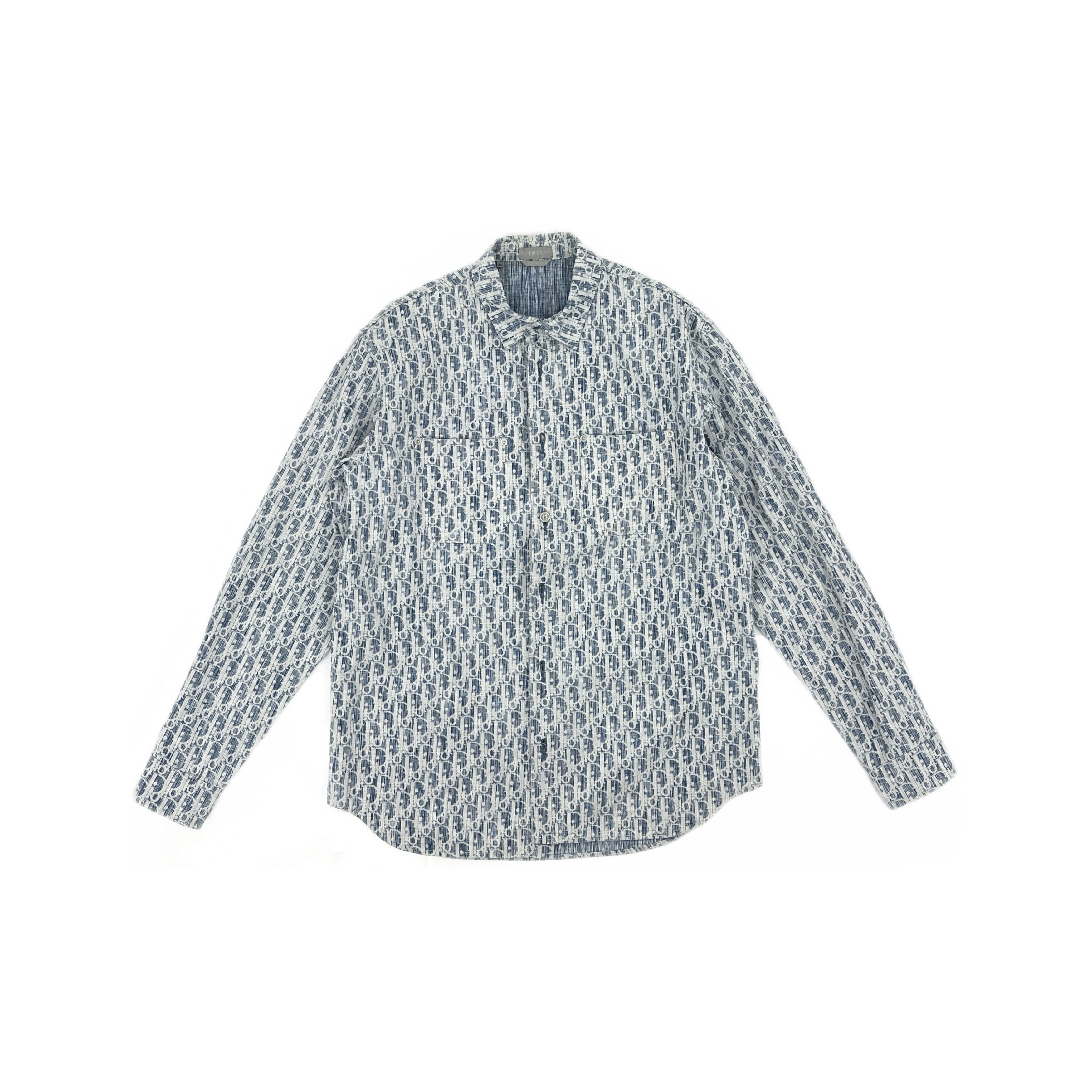 Dior Dior Oblique Kasuri Cotton Denim Shirt Size 39 Size US M / EU 48-50 / 2 - 1 Thumbnail