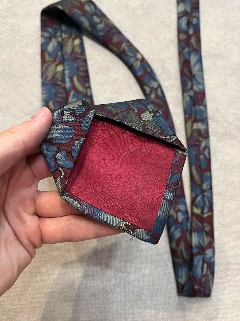 Christian Dior Monsieur Christian Dior Monsieur Flowers Red / Blue Silk Tie Size ONE SIZE - 7 Thumbnail