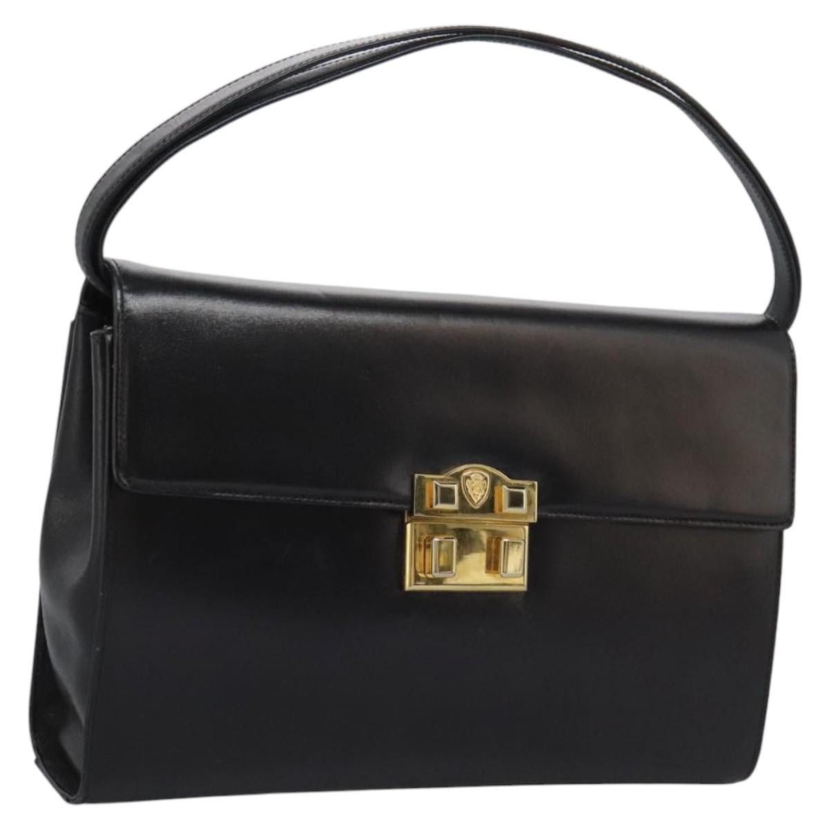 Gucci GUCCI Hand Bag Leather Black Gold Size ONE SIZE - 1 Thumbnail
