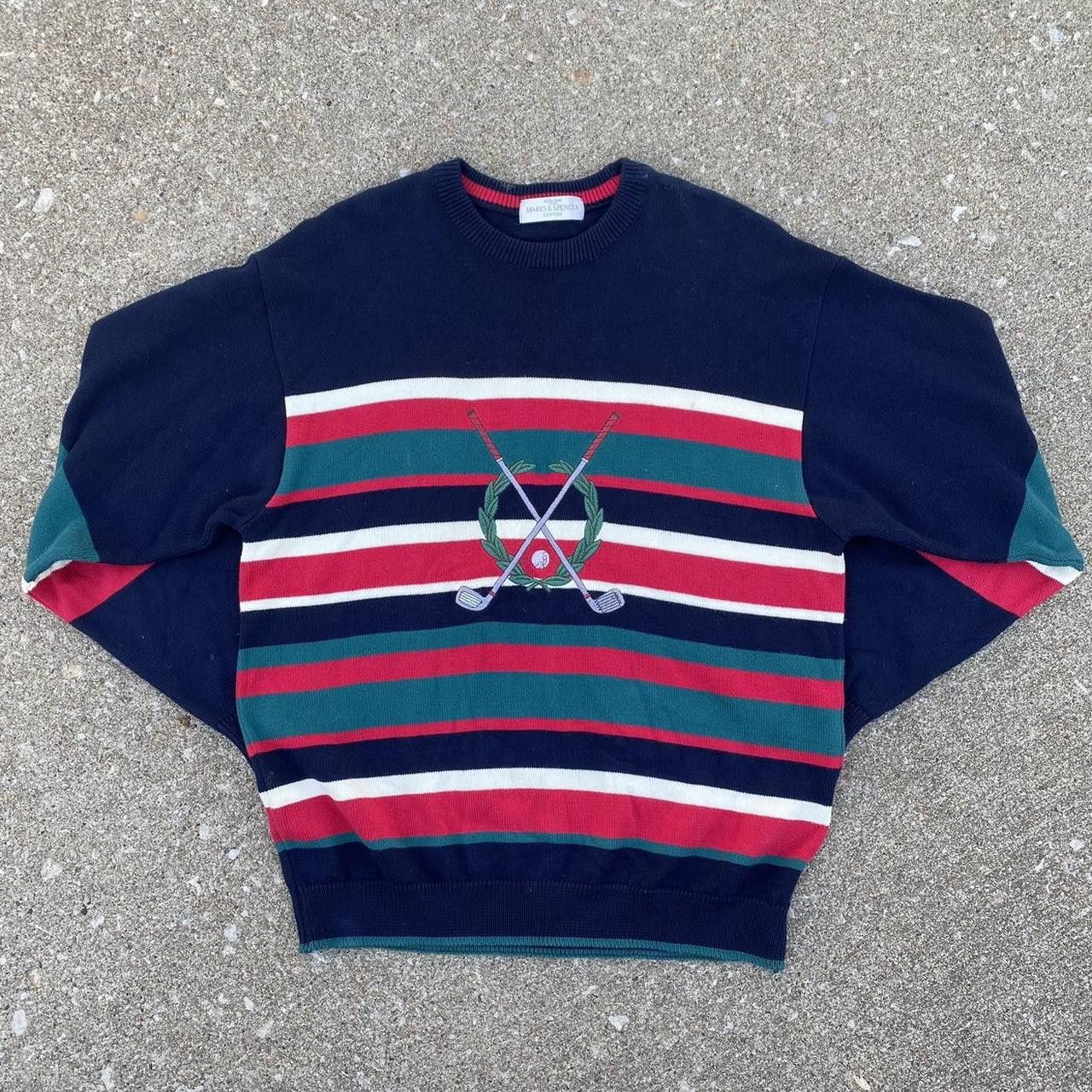 Marks & Spencer Vintage striped golf sweatshirt sweater Size US L / EU 52-54 / 3 - 1 Thumbnail