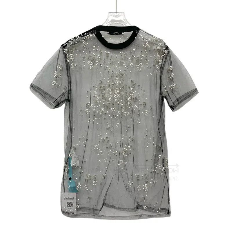 Givenchy Givenchy Grey Crystal Cotton Transparent Mesh Crewneck Sho Size XXS / US 00 / IT 34 - 2 Thumbnail