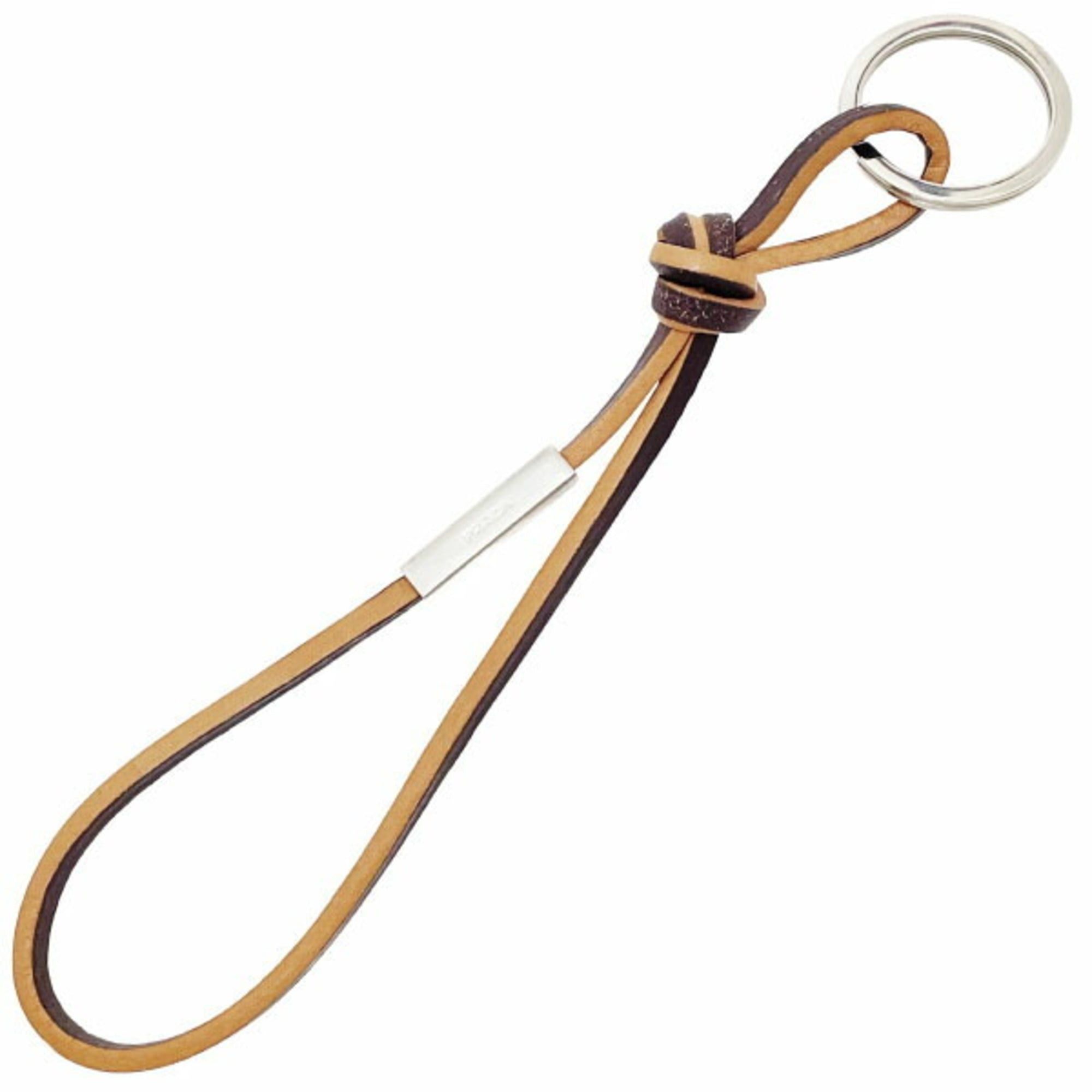 Prada Prada Leather Loop Keychain Key Ring in Camel and Brown (1AP053) - Charm, Bag Leather, Unisex, Men's, Women's, TW-16138 Size ONE SIZE - 1 Thumbnail