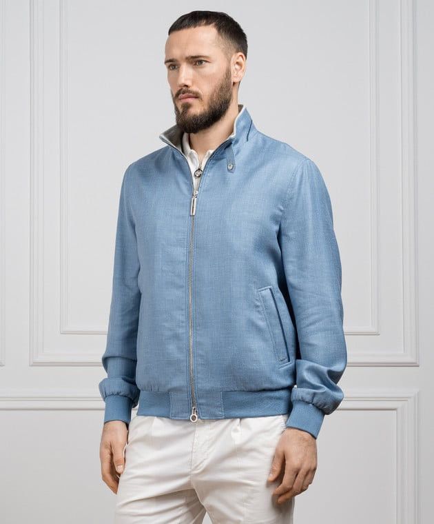 Stefano Ricci RRP~$5790 Stefano Ricci Wool Silk Linen Bomber Jacket Zip Size US L / EU 52-54 / 3 - 1 Thumbnail