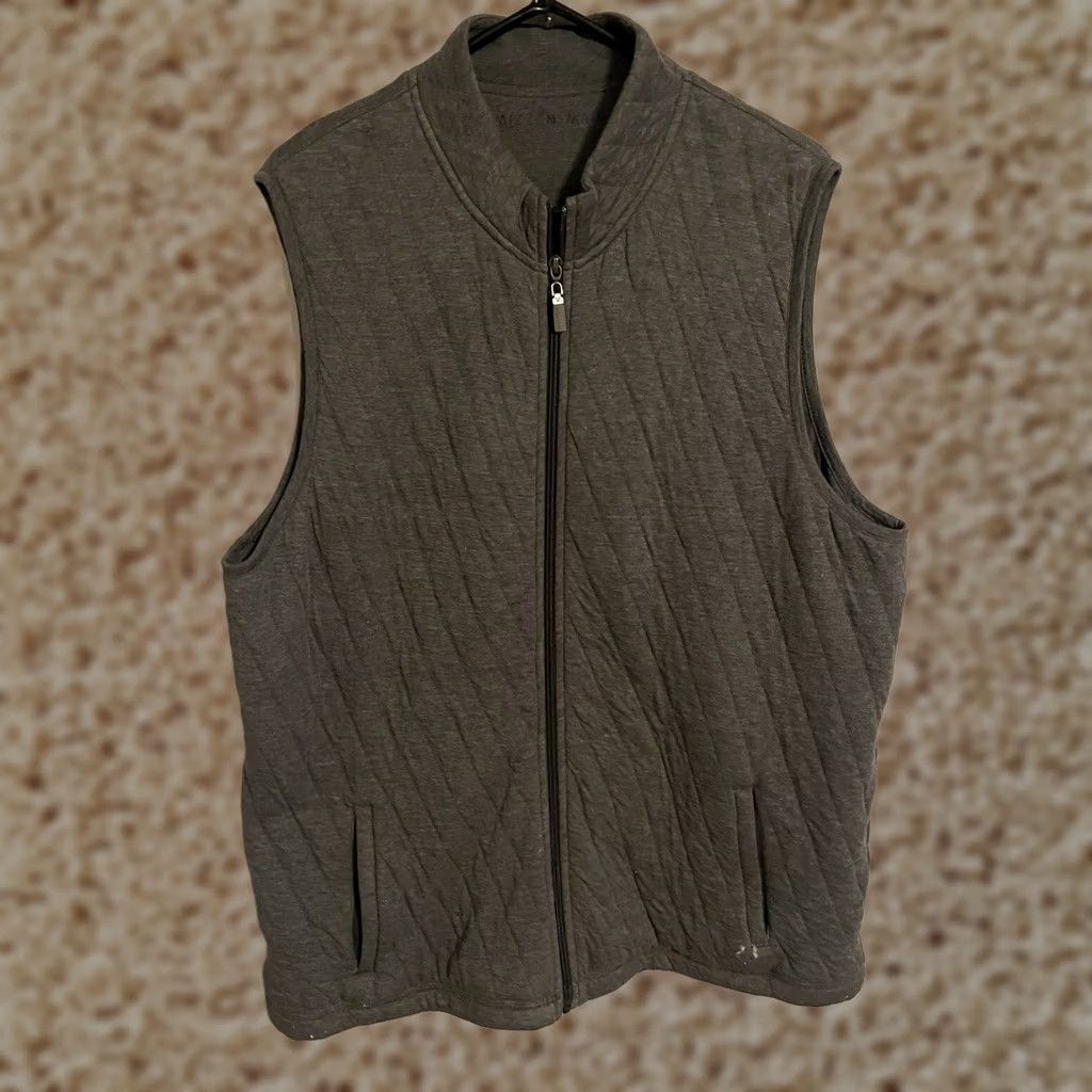 Mizzen+Main Mizzen + Main Gray Quilted Cotton Modal Full Zip Vest Jacket Men's XL Size US XL / EU 56 / 4 - 1 Thumbnail