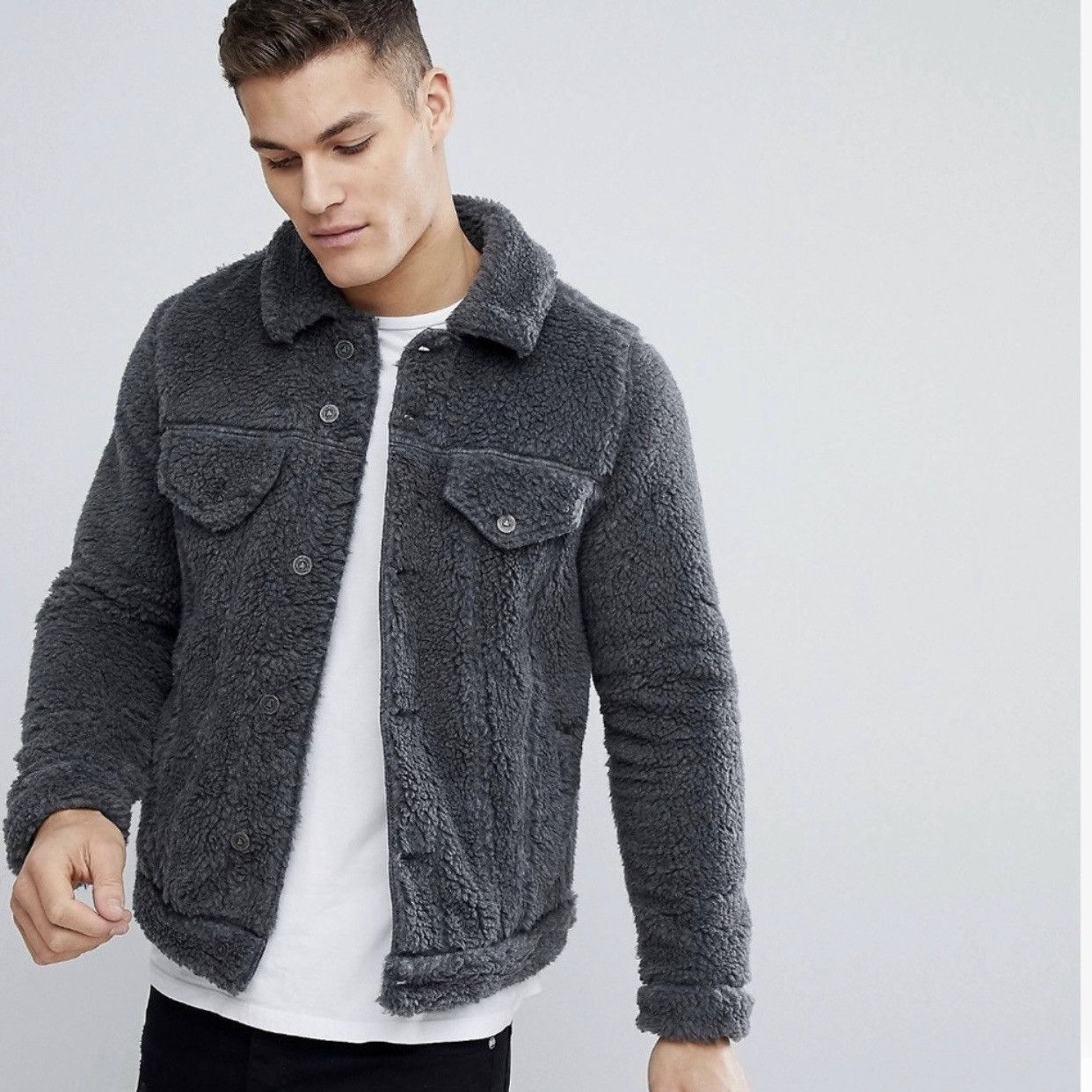Asos ASOS Borg Western Jacket In Gray Size US S / EU 44-46 / 1 - 5 Thumbnail