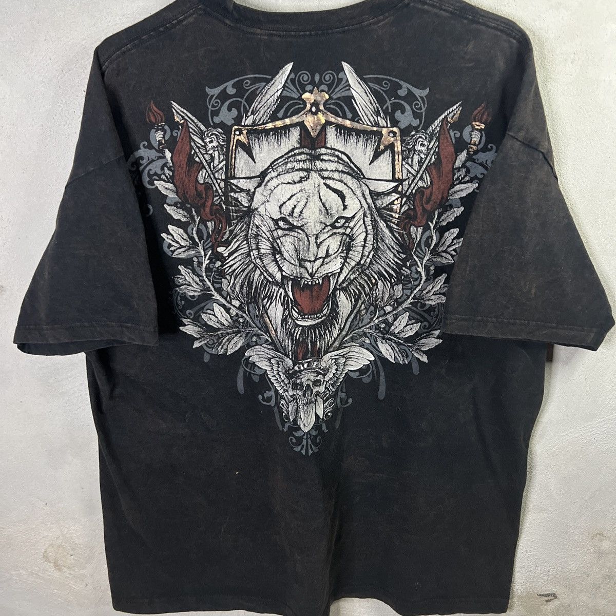 Affliction × Vintage VTG crazy y2k Cyberpunk Affliction Style Tiger Shirt Size US XL / EU 56 / 4 - 2 Thumbnail