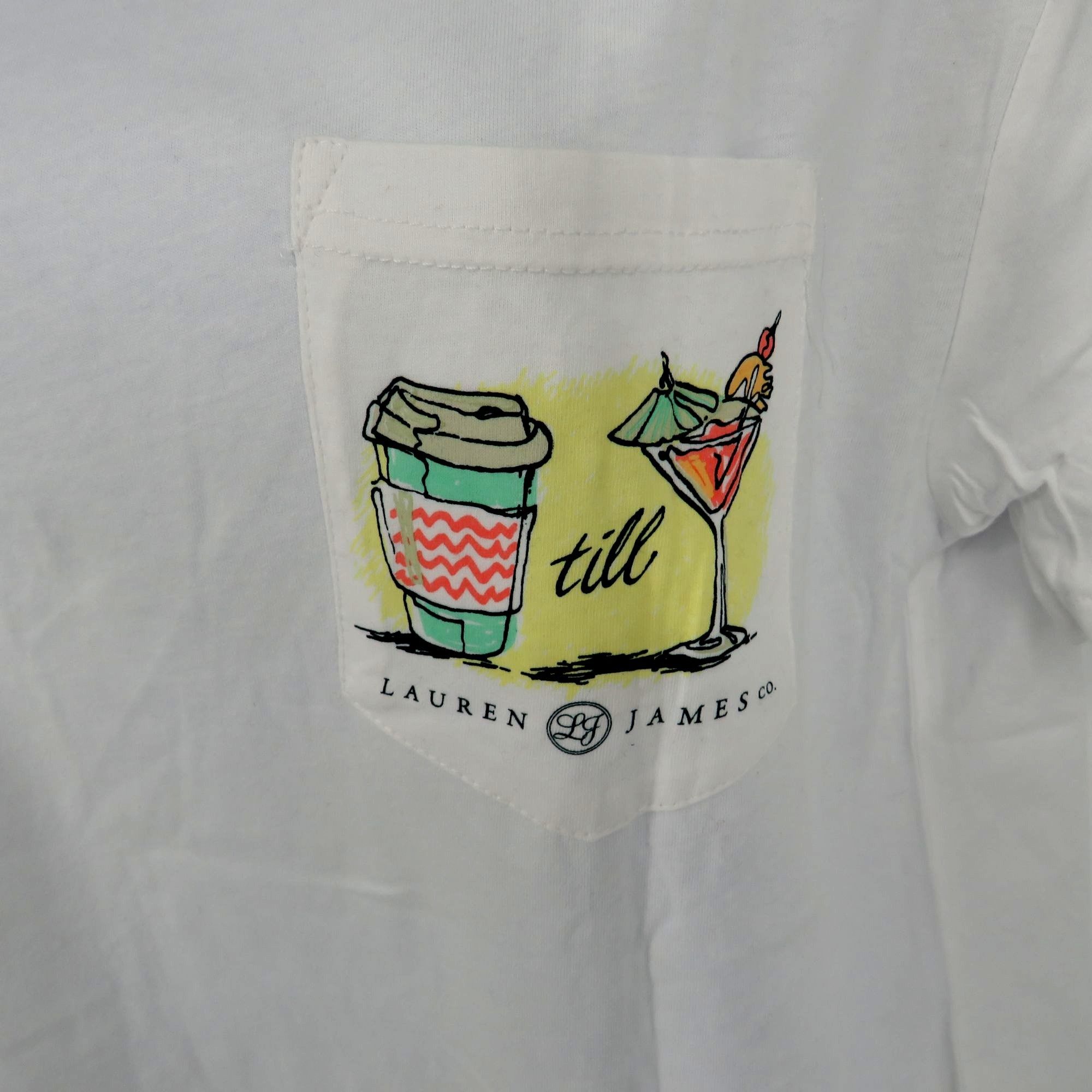 Other Lauren James Womens White Graphic Tee Coffee & Cocktail Prin Size M / US 6-8 / IT 42-44 - 3 Thumbnail