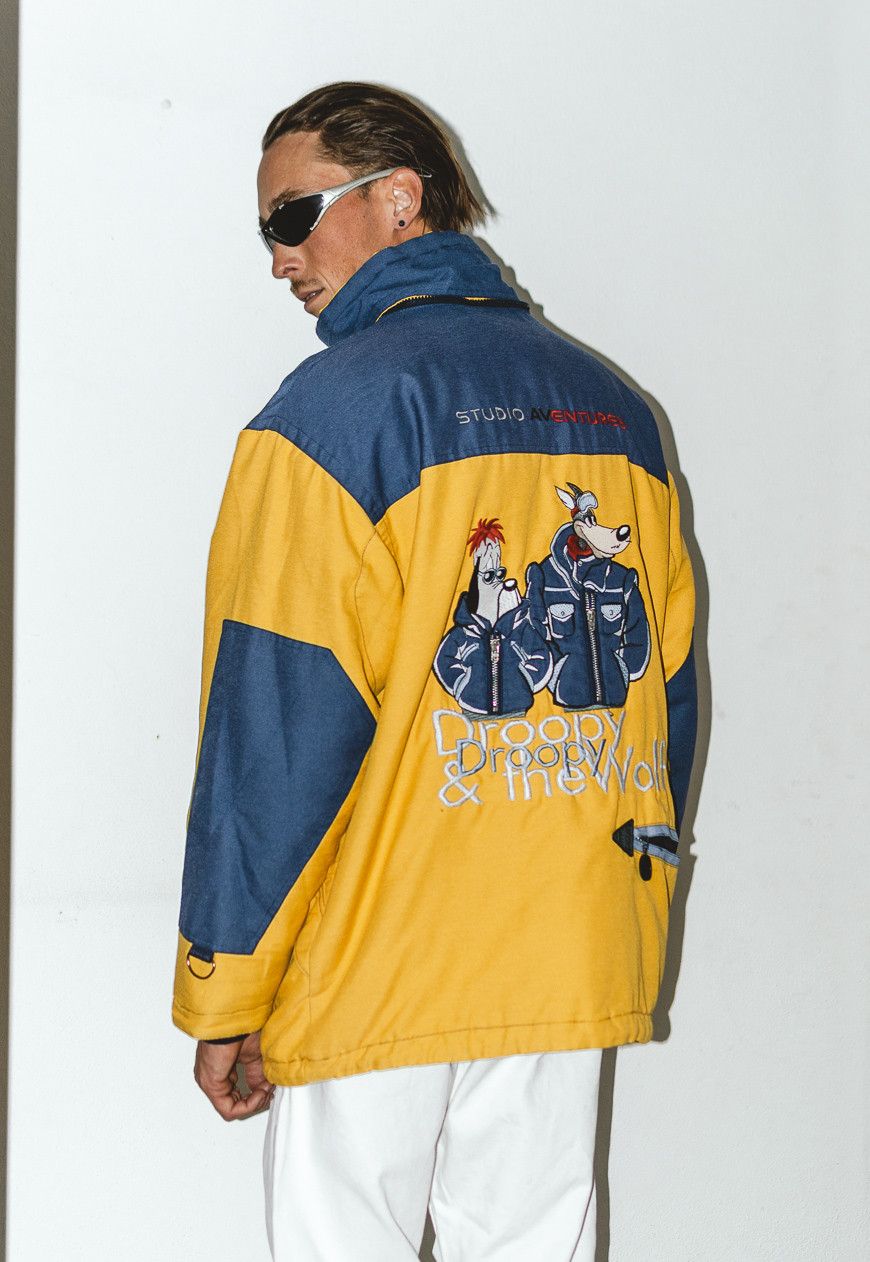 image of Very Vintage Embroidered Dog And Sons Snowboarding Streetwear Jacket in Blue Gray (Size Large)