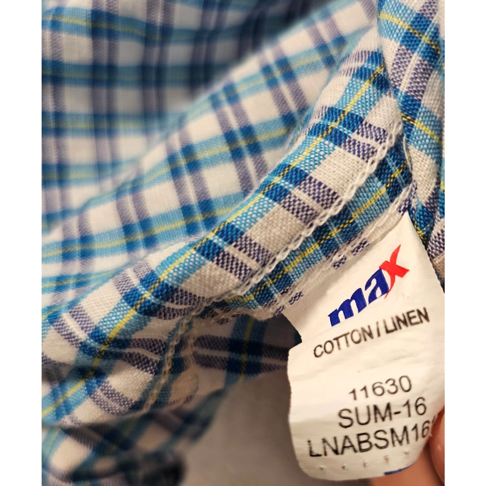 Vintage Max Button Down Shirt Plaid Men 2XL Slim Long Sleeve Cotton Linen Size US XXL / EU 58 / 5 - 7 Thumbnail