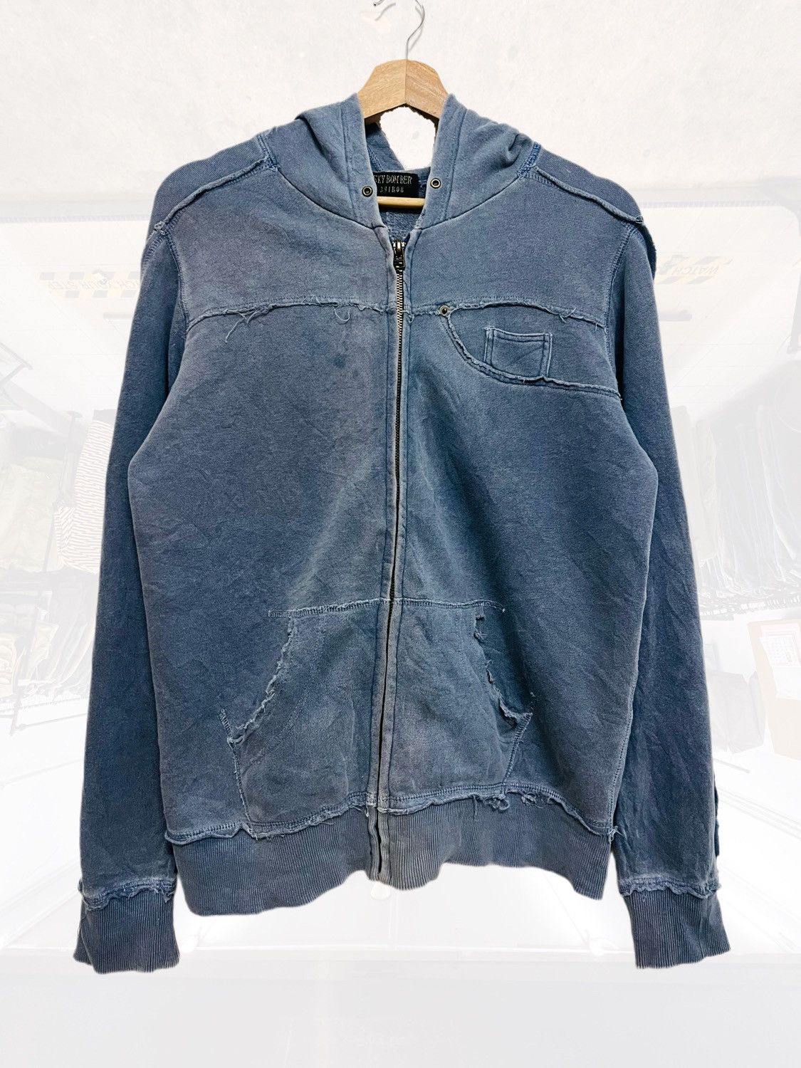 Japanese Brand SKY BOMBER 391B08 RECONSTRUCTED ZIPPER HOODIE JACKET Size US M / EU 48-50 / 2 - 2 Thumbnail