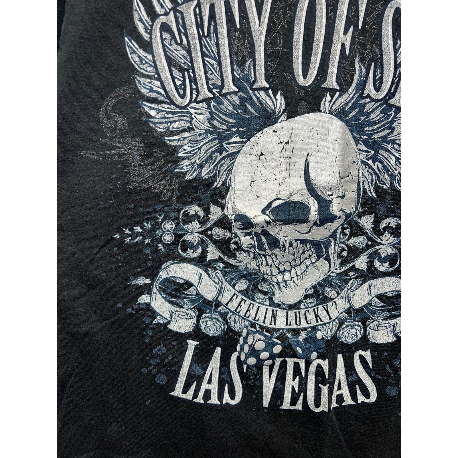 Vintage Y2K Las Vegas Shirt City Of Sin Feeling Lucky Skull Wings L Size US L / EU 52-54 / 3 - 2 Thumbnail