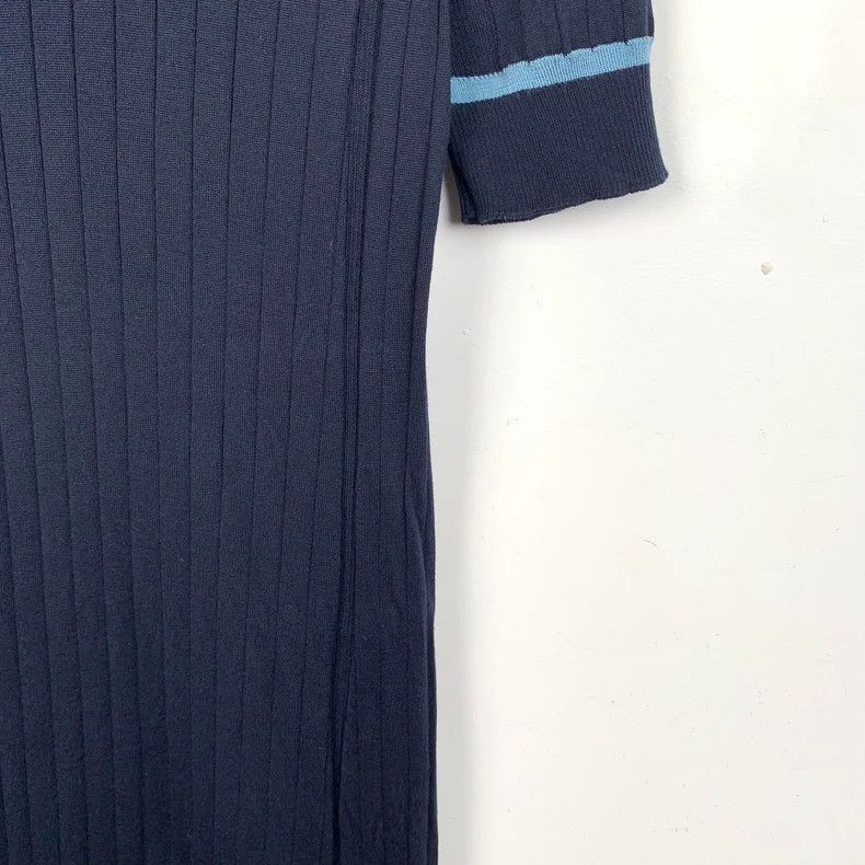 Loro Piana Loro Piana Dark blue high-neck knitted short-sleeved dress Size S / US 4 / IT 40 - 4 Thumbnail