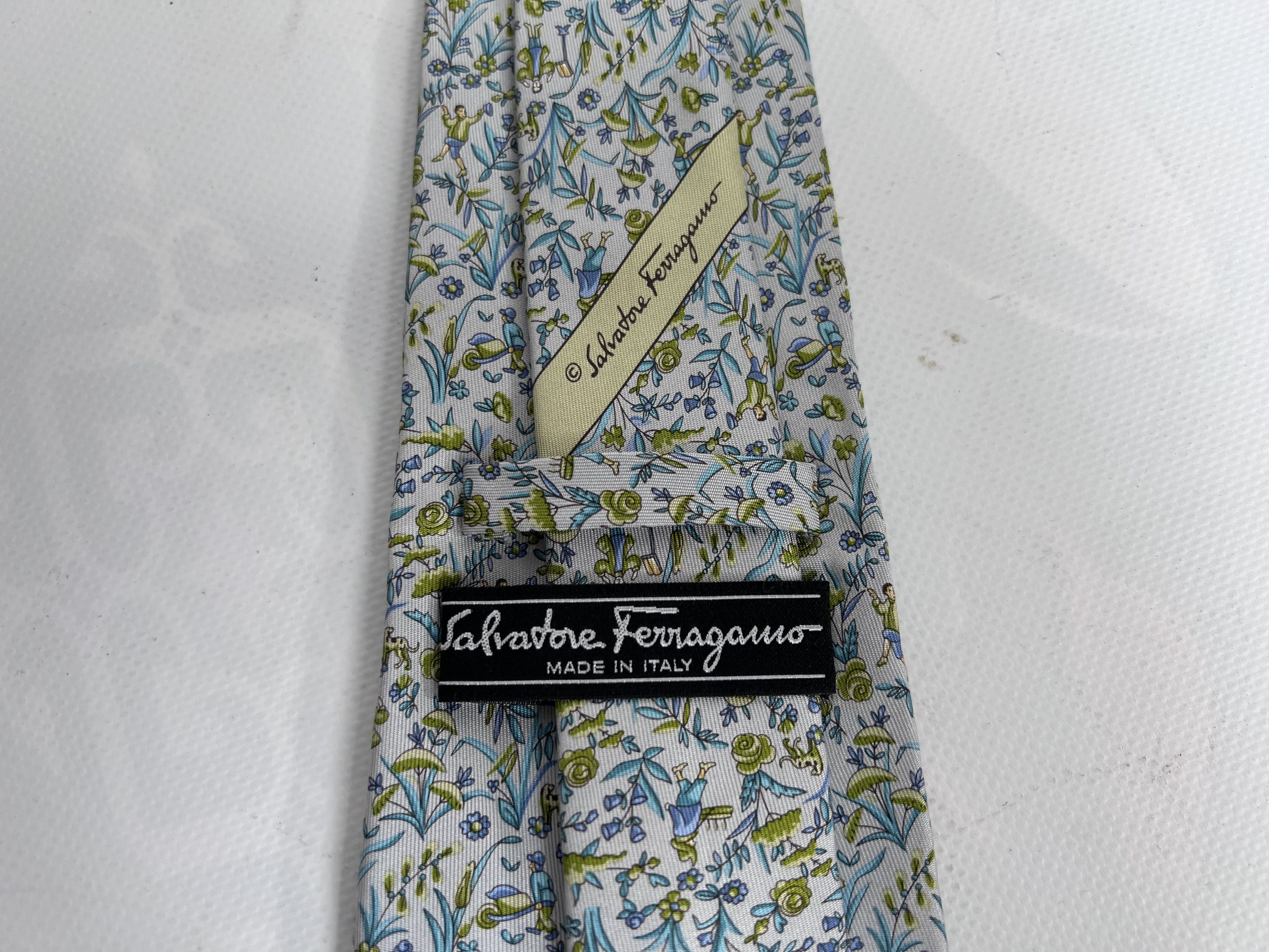 Salvatore Ferragamo SALVATORE FERRAGAMO SILK NECK TIE ITALY LUXURY FLORAL Size ONE SIZE - 5 Thumbnail