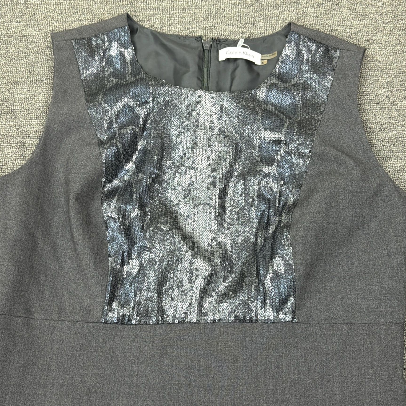 Calvin Klein Calvin Klein Dress Womens 4 Gray Animal Print Sequin Sheath Knee Length Career Dress Shopper/Shirt? Size S / US 4 / IT 40 - 2 Thumbnail