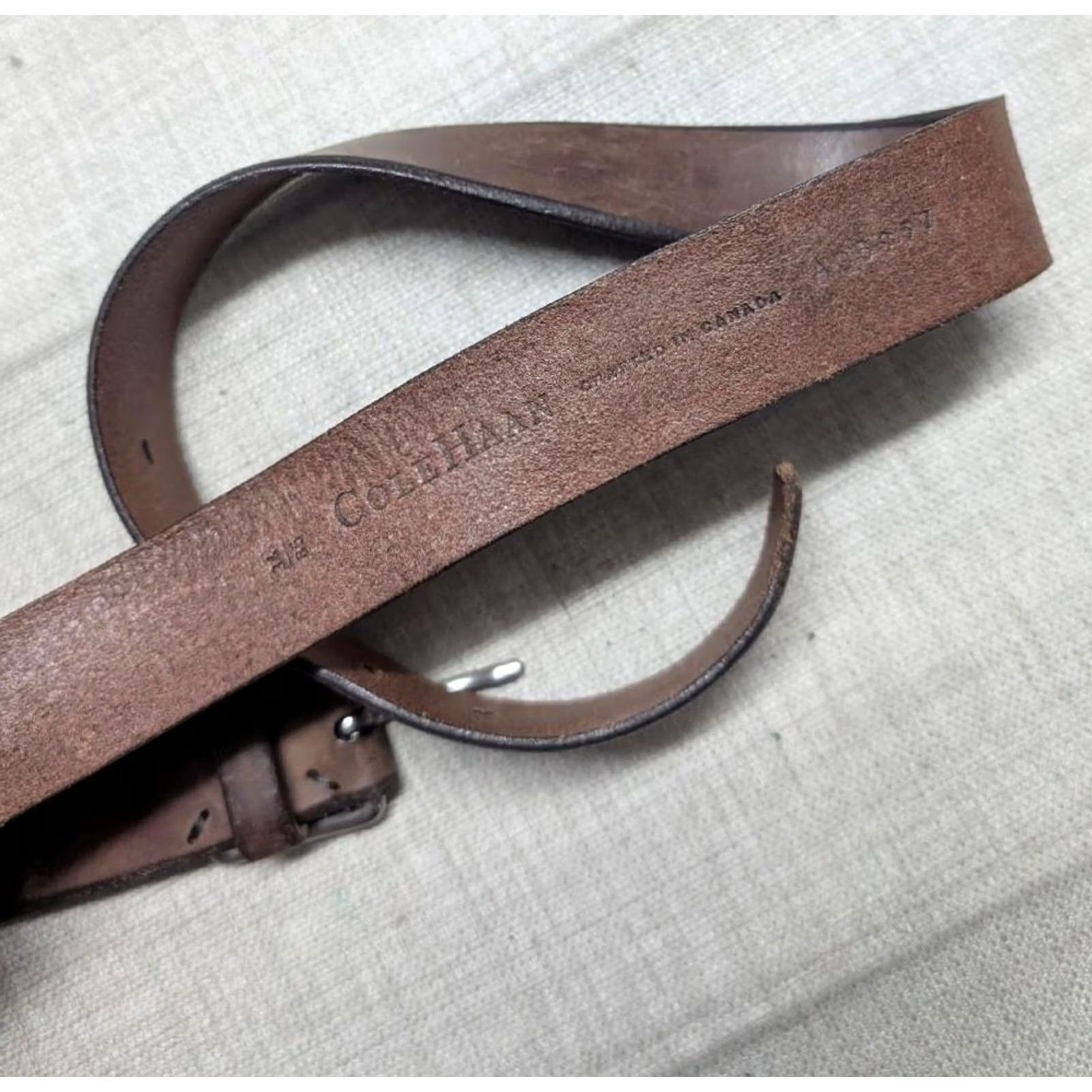 Cole Haan VINTAGE Cole Haan dress belt 34 bridle brown GREENWICH CANADA made COWHIDE leather Mens Size 34 Brown Leather Belt Dress Belt Size 34 - 6 Thumbnail