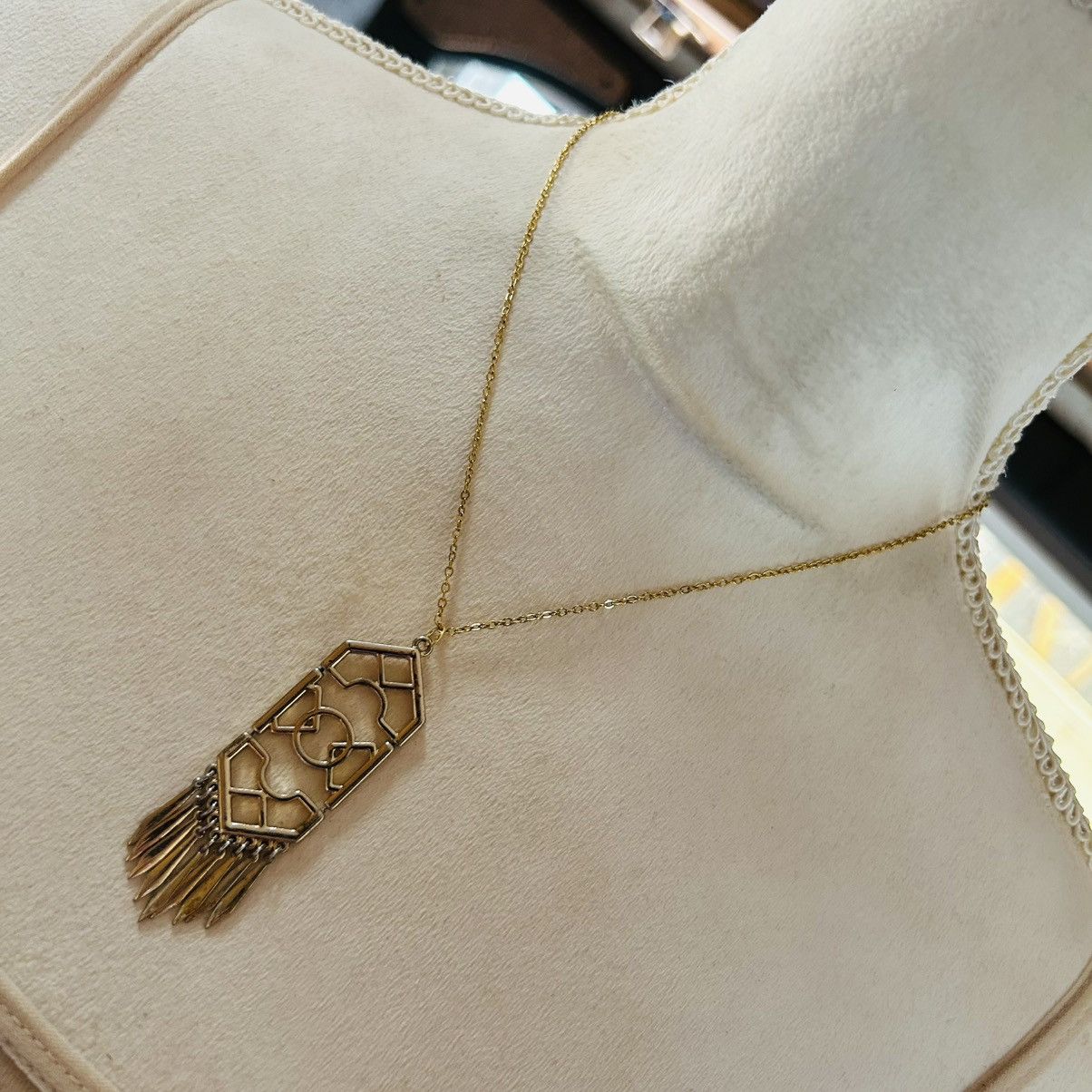 Handmade Handcrafted vintage gold fringe pendant on chain necklace Size ONE SIZE - 1 Thumbnail