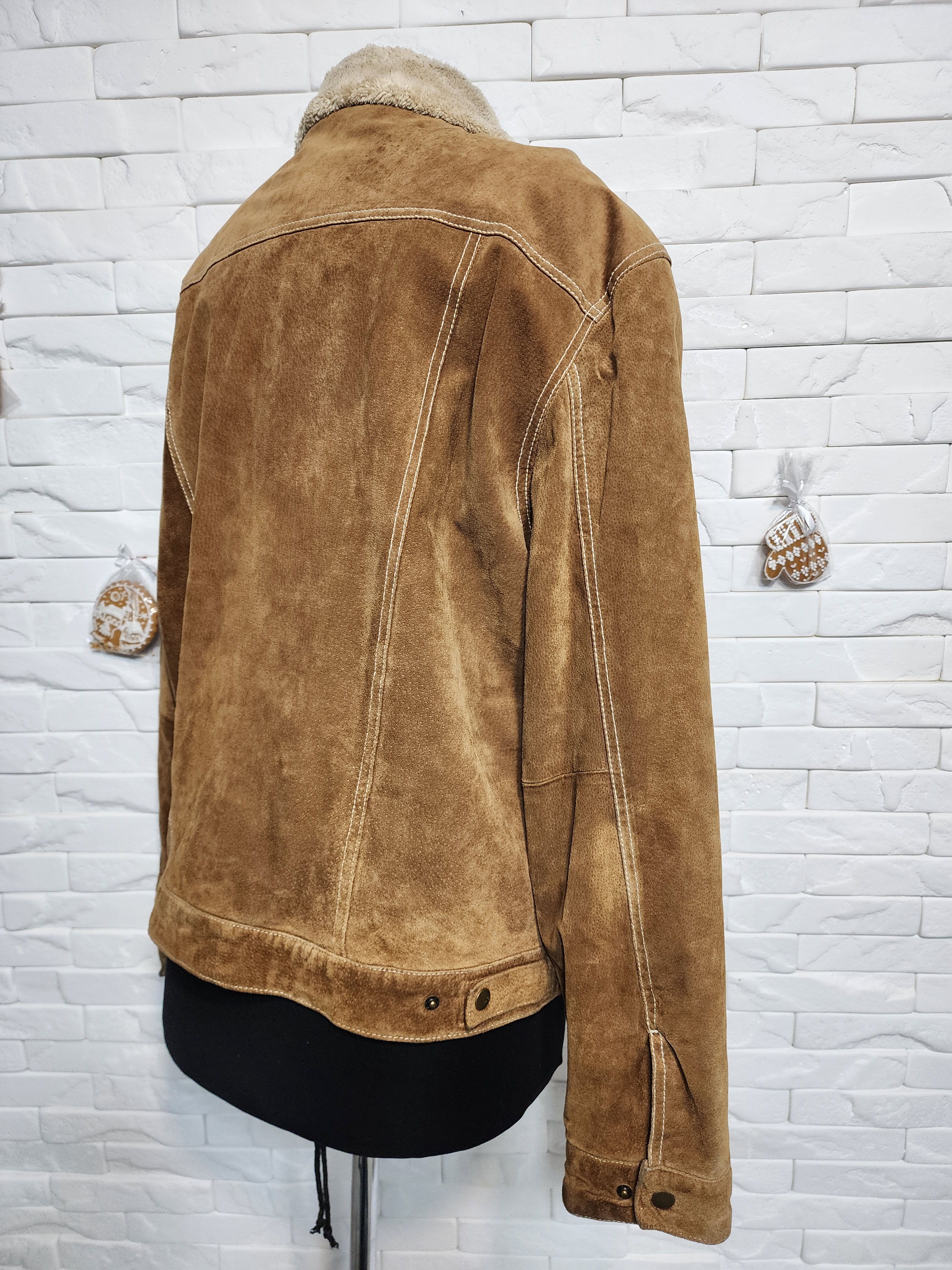 Other Men's Suede Denim Style Jacket: Faux Fur Insulation, Size US L / EU 52-54 / 3 - 6 Thumbnail