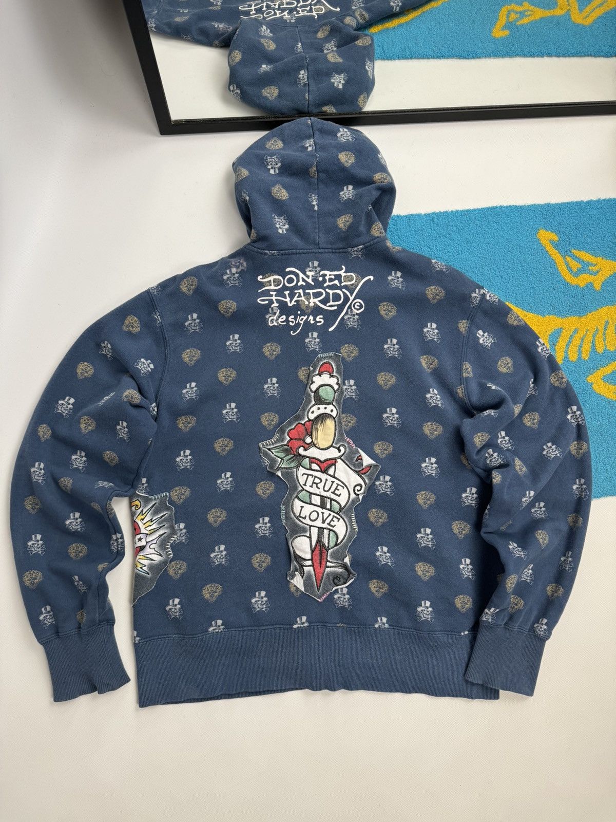 Ed Hardy Vintage Y2K Ed Hardy Monogram Patch Graphic Multilogo Hoodie Size US L / EU 52-54 / 3 - 2 Thumbnail