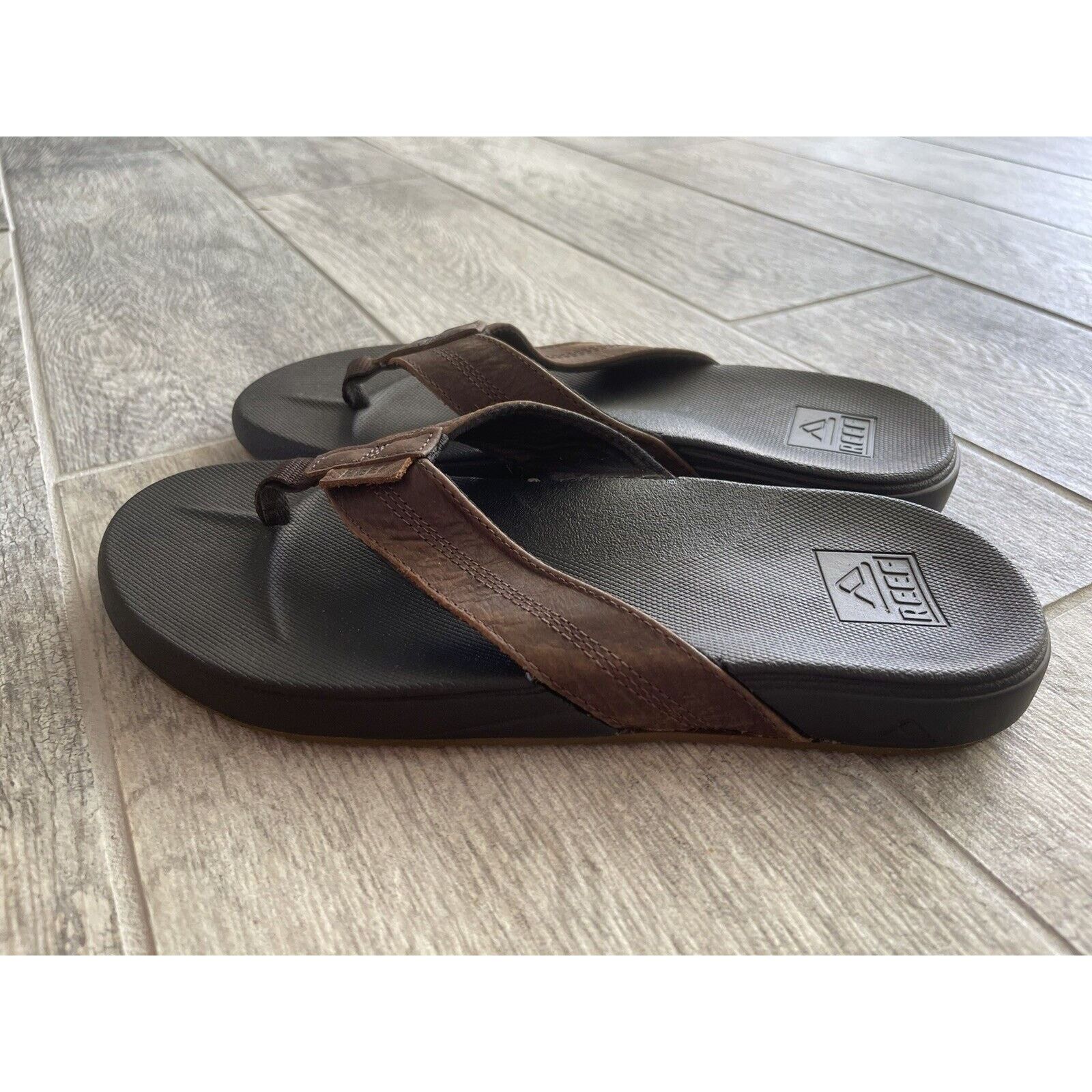 REEF Reef Mens Flip Flops Size 6 Cushion Phantom LE Brown Leather Size US 6 / EU 39 - 4 Thumbnail