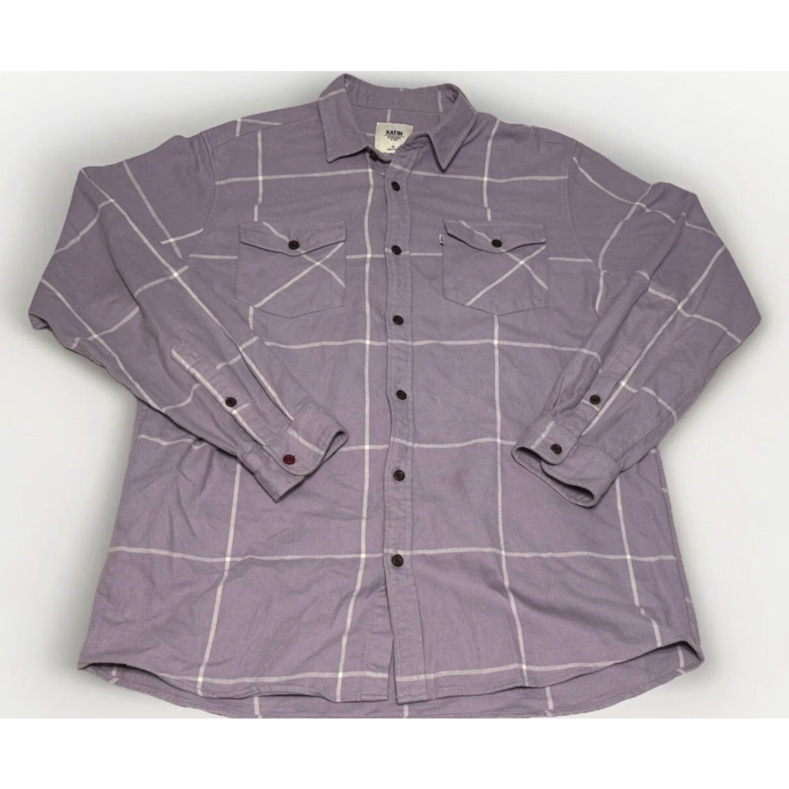 Katin KATIN Monty Flannel Shirt Lavender XL Men’s Button-Down Long Sleeve 100% Cotton Vintage? (if not vintage skip) Size US XL / EU 56 / 4 - 3 Thumbnail